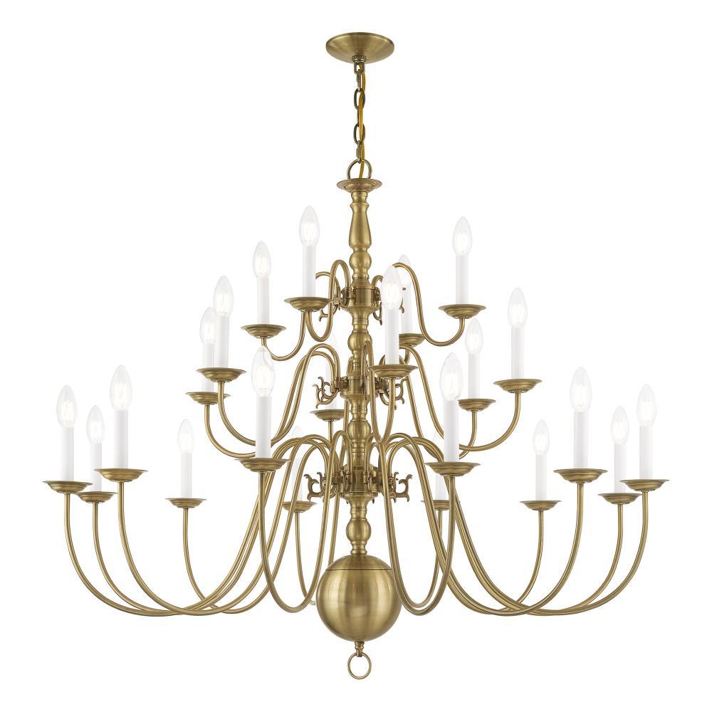 Livex Lighting Williamsburgh 22 - Light Chandelier in  Antique Brass
