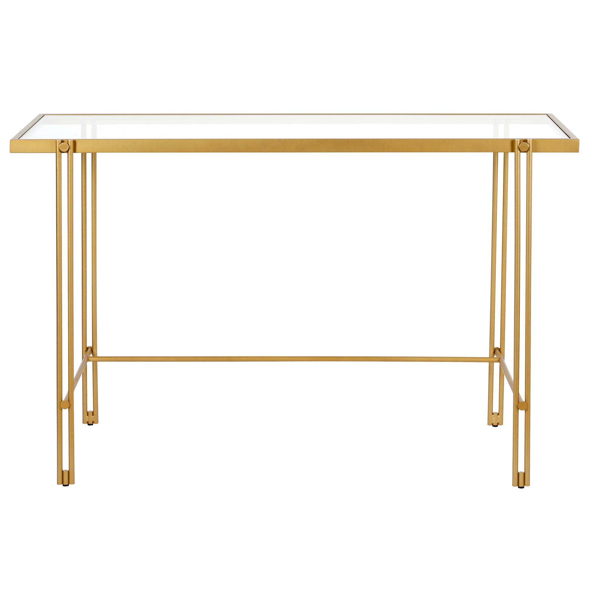 Evelyn&Zoe Inez 48" Wide Rectangular Desk in Brass
