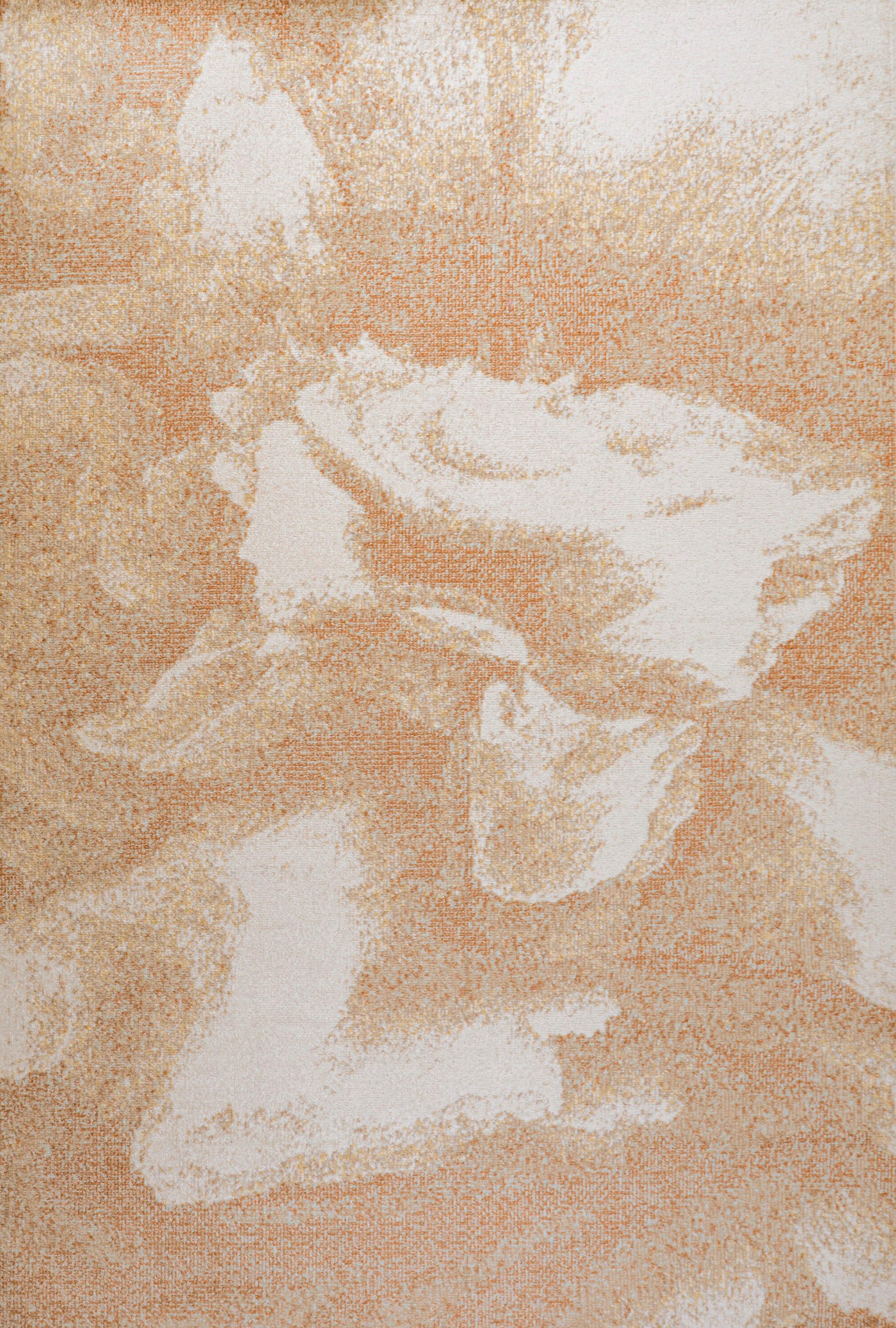 3' x 5' Petalo Abstract Two-Tone Modern Area Rug, Orange/Beige/Cream - JONATHAN Y
