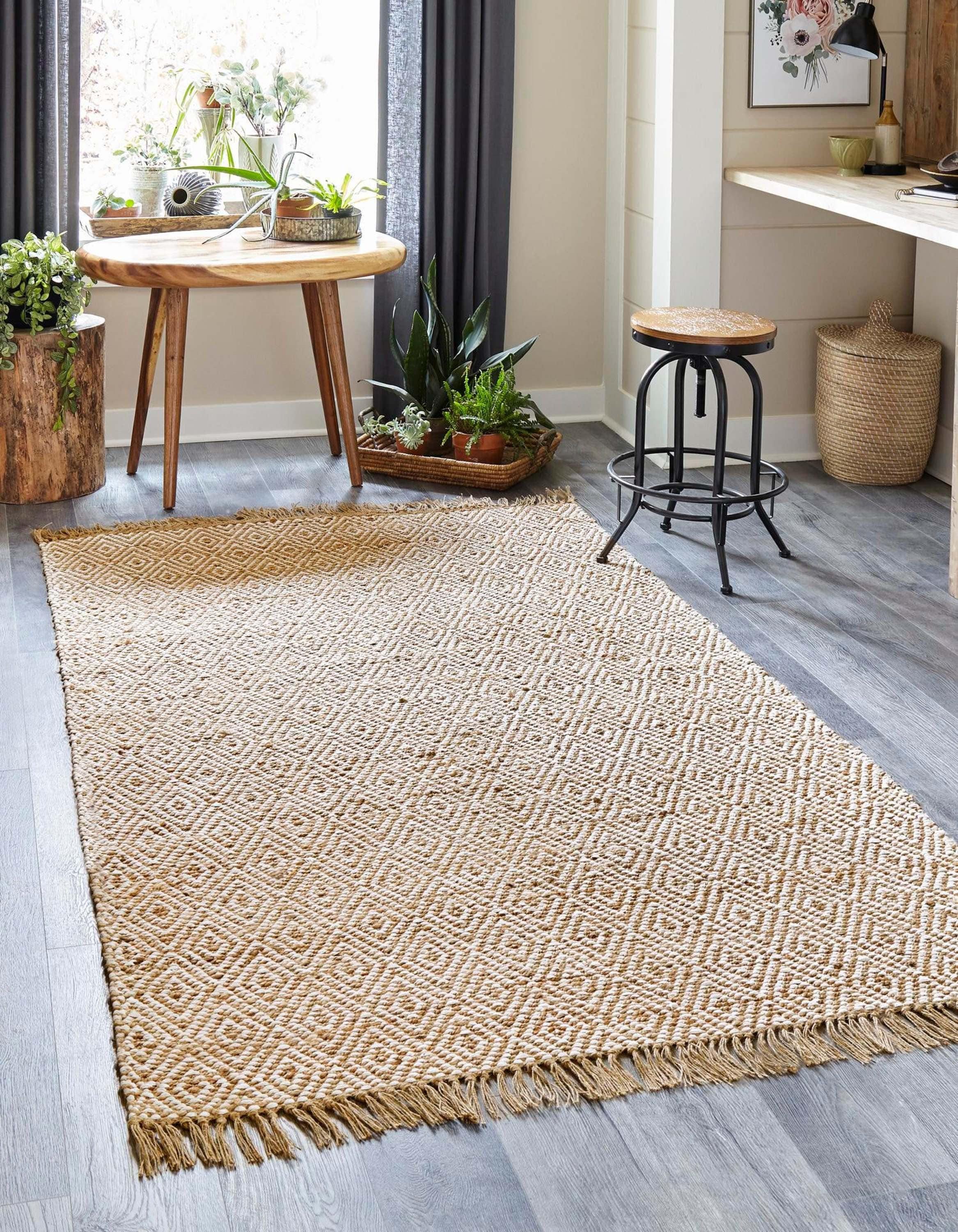 Unique Loom 3' 3 x 5' 1 Assam Chunky Jute Natural Area Rug