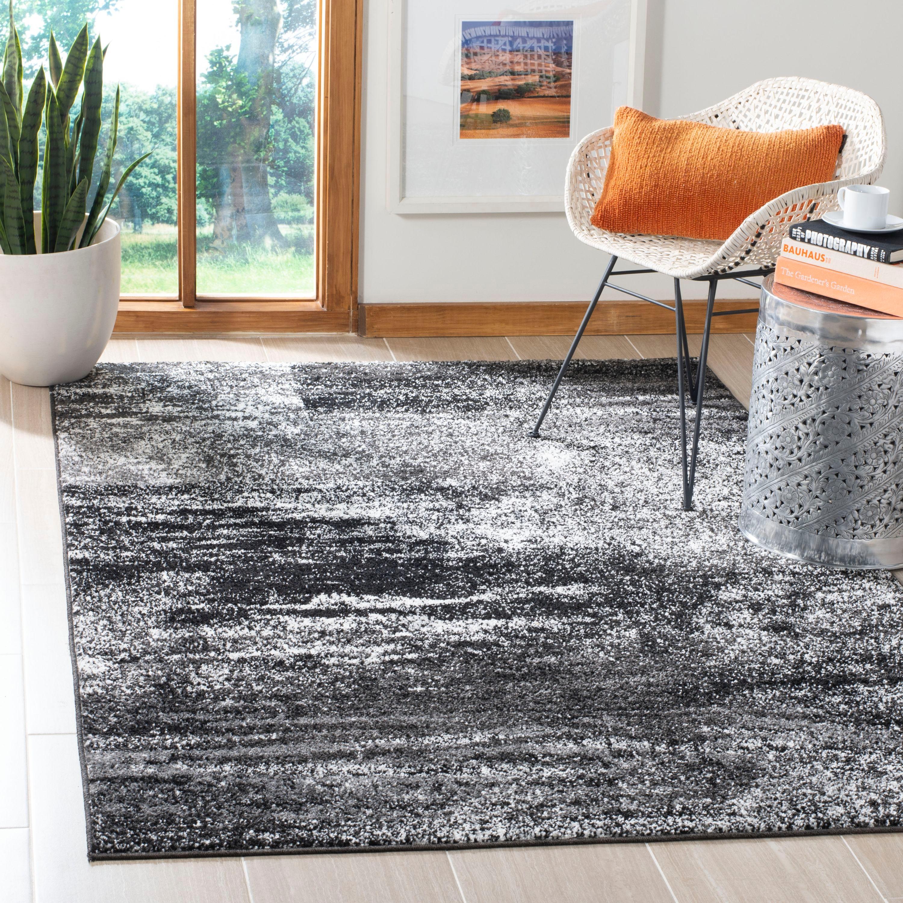 Adirondack ADR112 Machine Made Indoor Area Rug - Silver/Black - 4'x4' - Safavieh