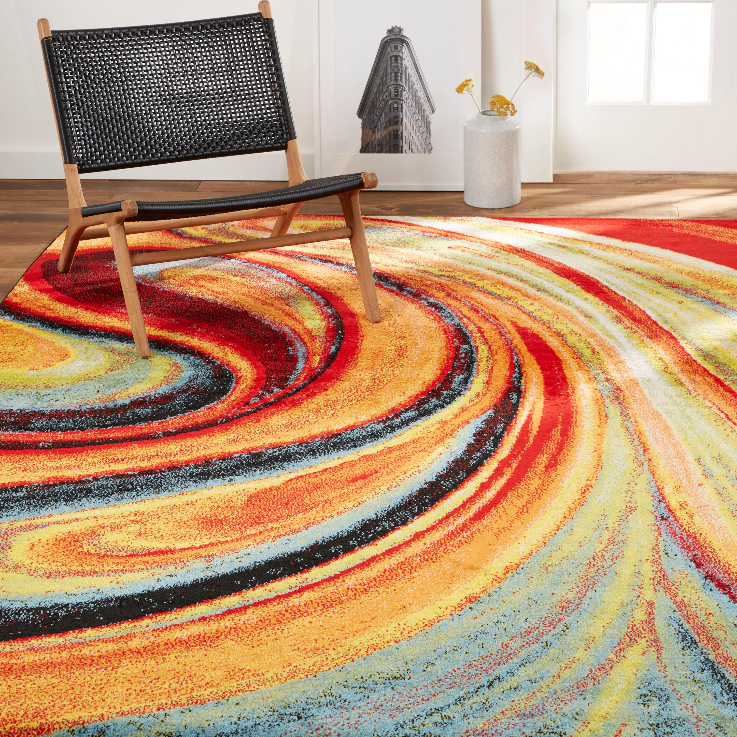 Home Dynamix Splash Adja Contemporary Abstract Swirl Area Rug, Red/Blue, 7'10"x10'2"