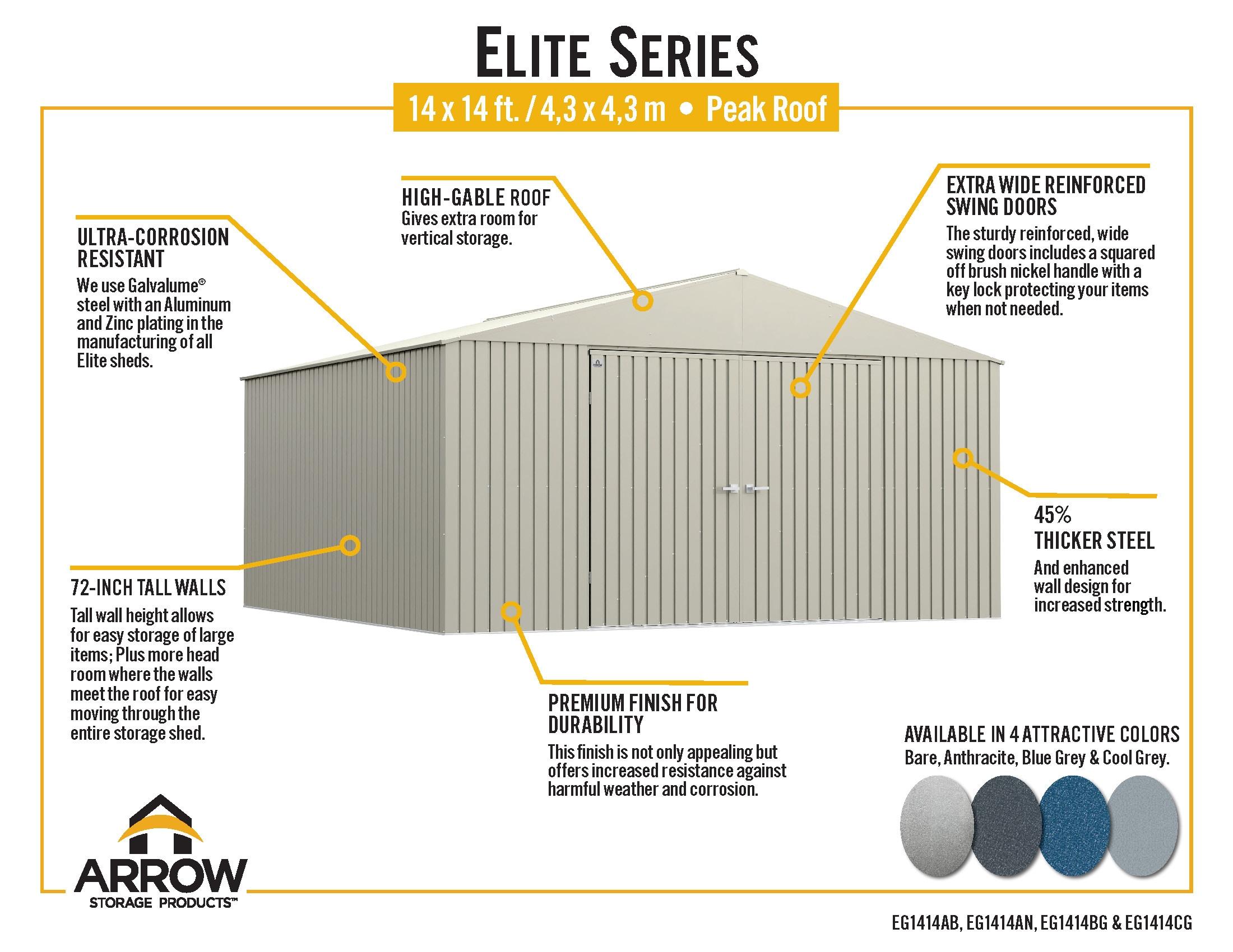 Elite 14 ft. W x 14 ft. D Metal Storage Shed