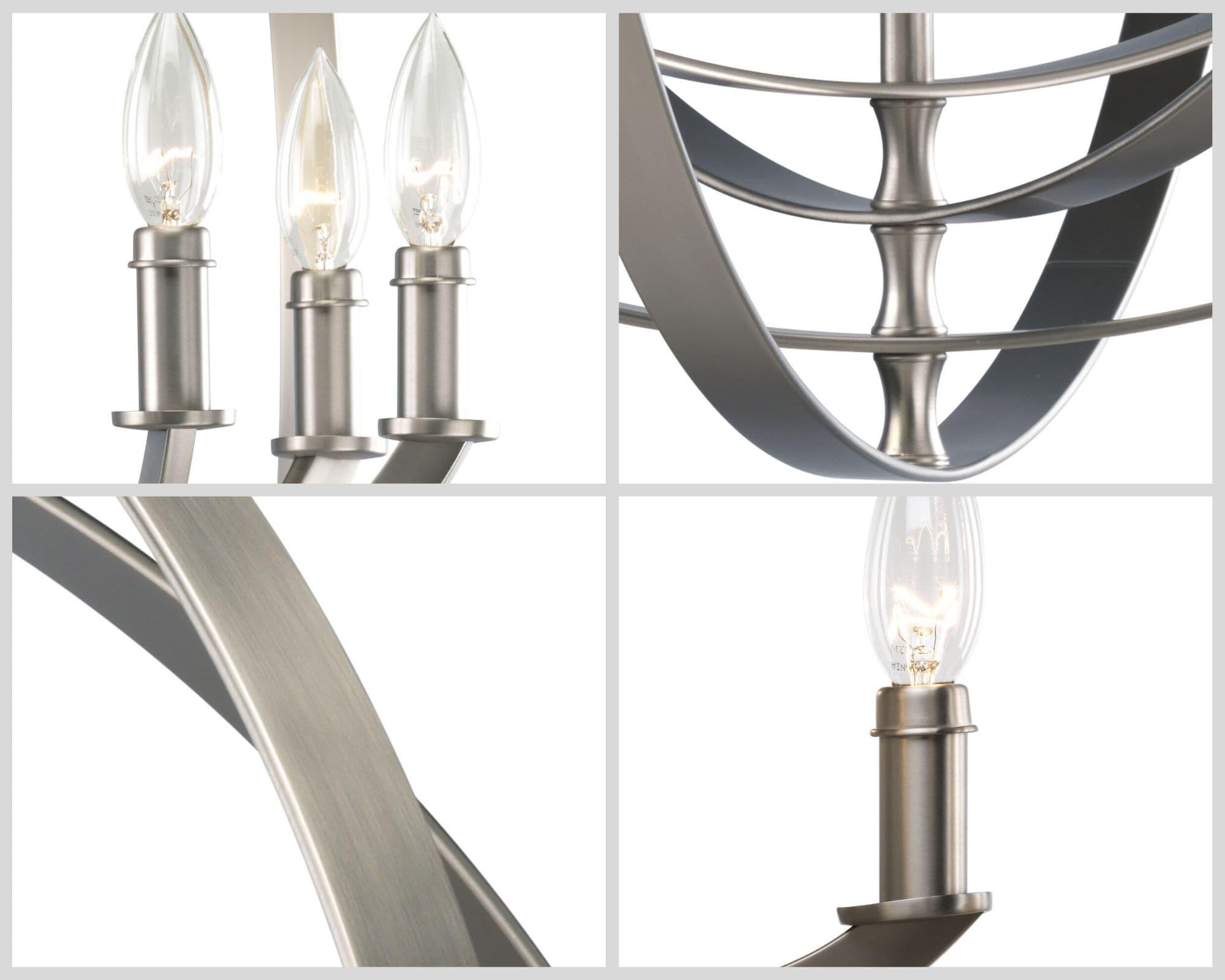 Progress Lighting Equinox 3-Light Mini-Pendant, Burnished Silver, Steel, Armillary Sphere Shade