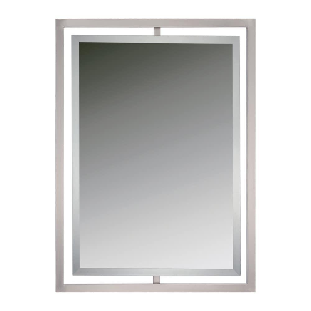 Quoizel Lighting Reflections - 32" Rectangular Light Mirror, Brushed Nickel/Semi Gloss Finish