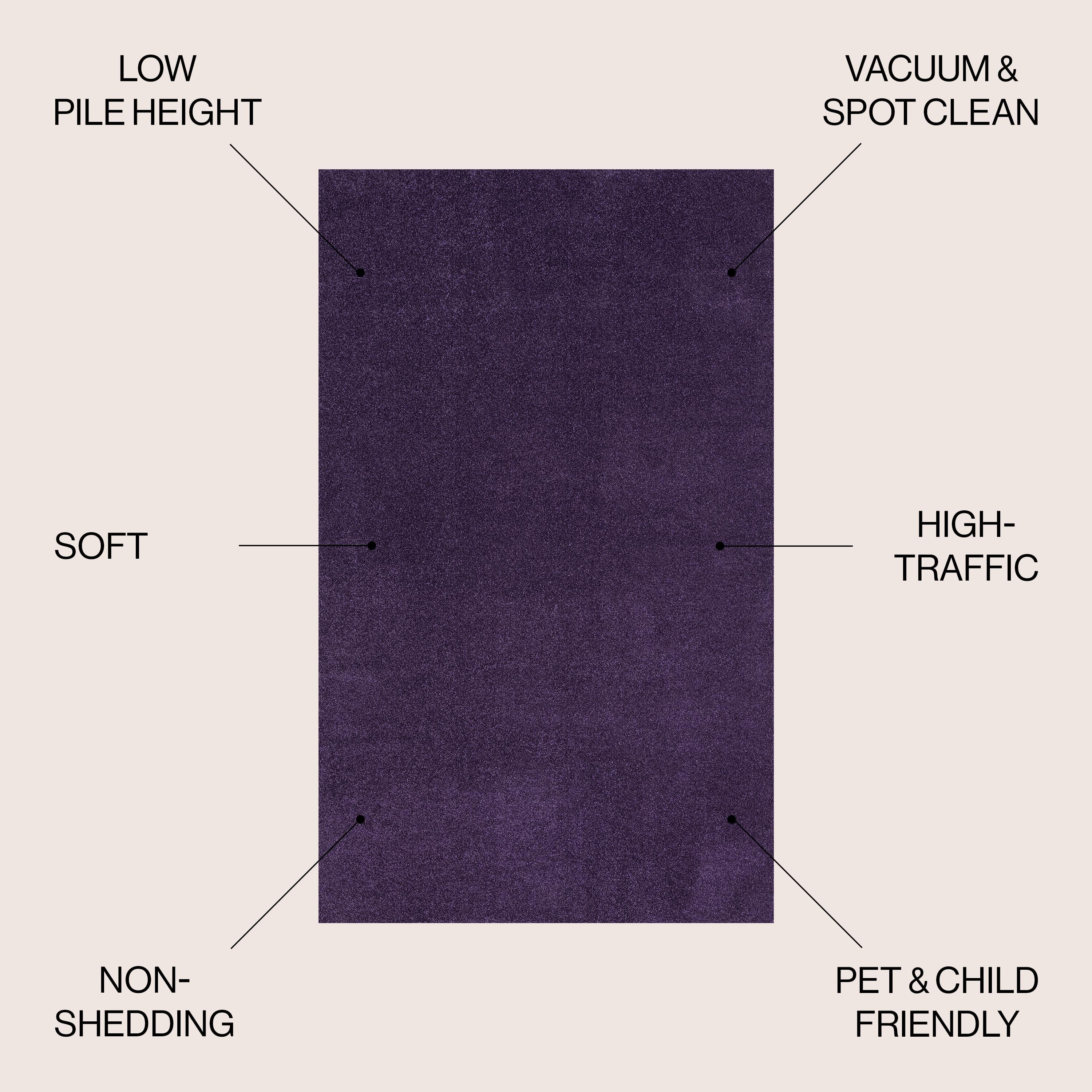 5'x5' Haze Solid Low-Pile, Purple - JONATHAN Y