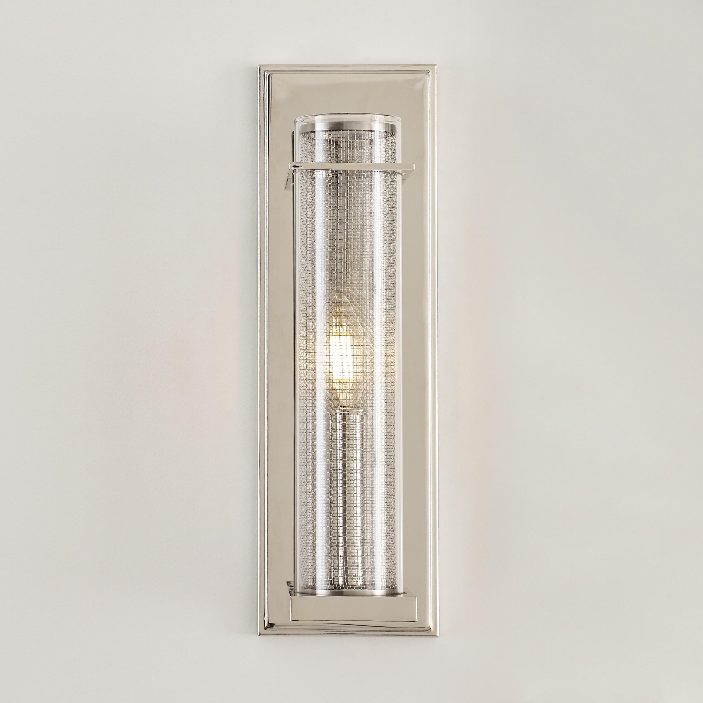 Polished Nickel Cylinder Dimmable Wall Sconce with Clear Glass Shade