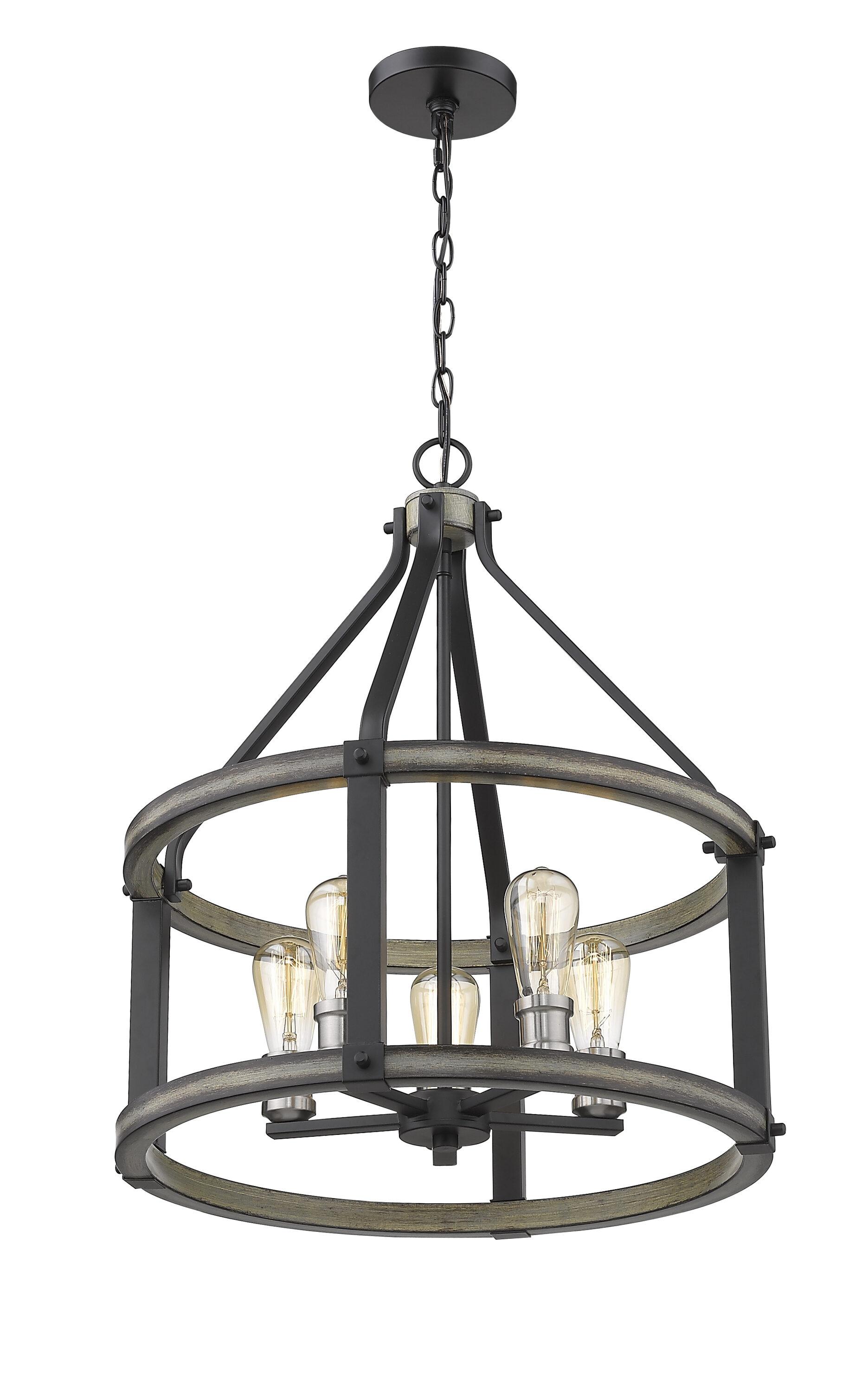 Kirkland 20" Black Steel Drum Pendant Light