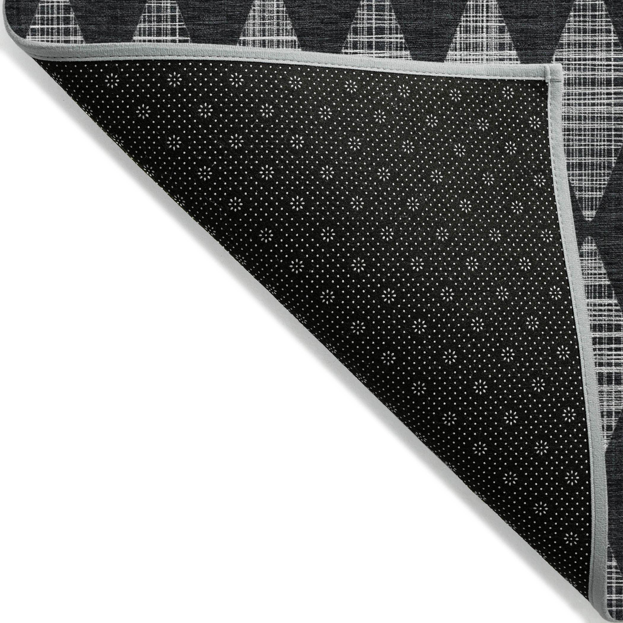 Charcoal Diamond Pattern Machine Washable Rug 1'8" x 2'6"