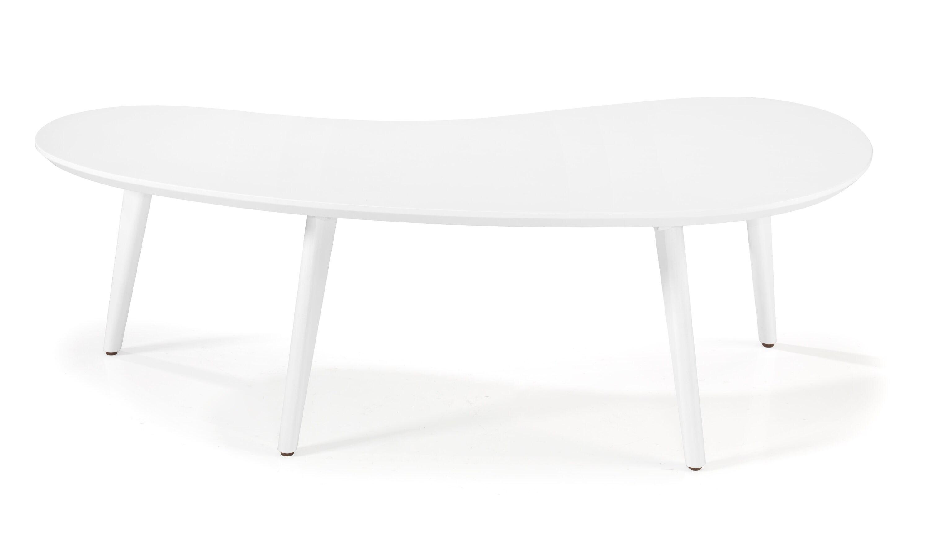 Camaflexi Mid Century Modern Coffee Table Small Tabletop Wood Coffee Desk, White