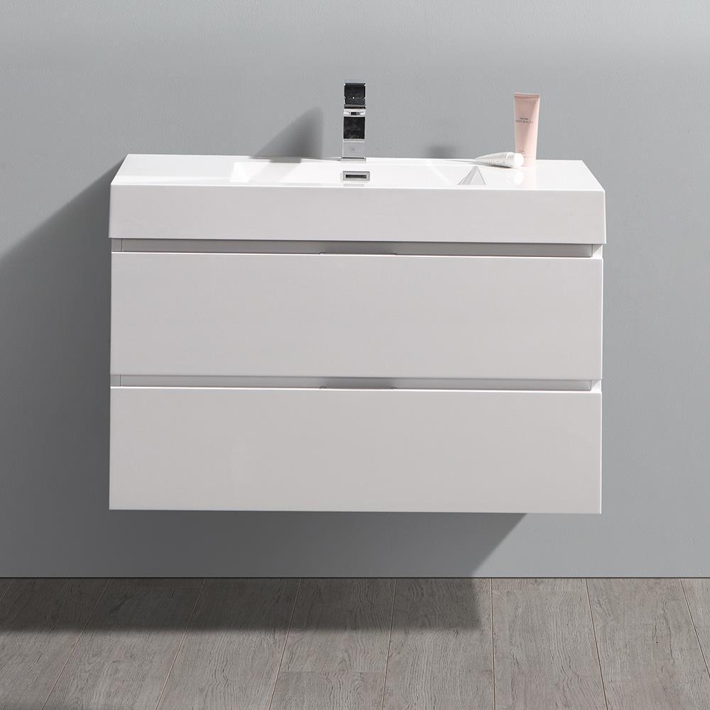 Fresca Valencia 36" Wall Mount Single Sink Bathroom Vanity with Top and Sink (Faucet Not Included)