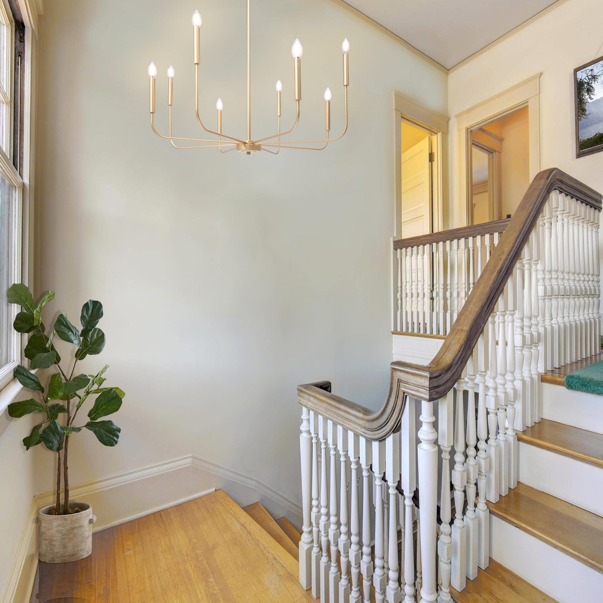 LNC 8-Light Matte Gold Modern/Contemporary Candle LED Dry rated Chandelier for Living Room