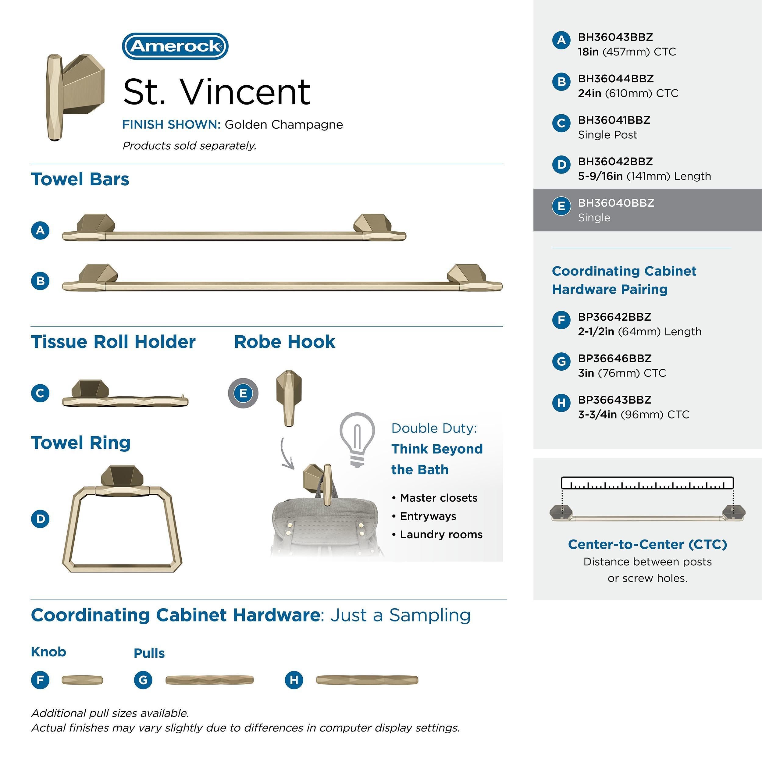 St. Vincent Wall Mounted Robe Hook