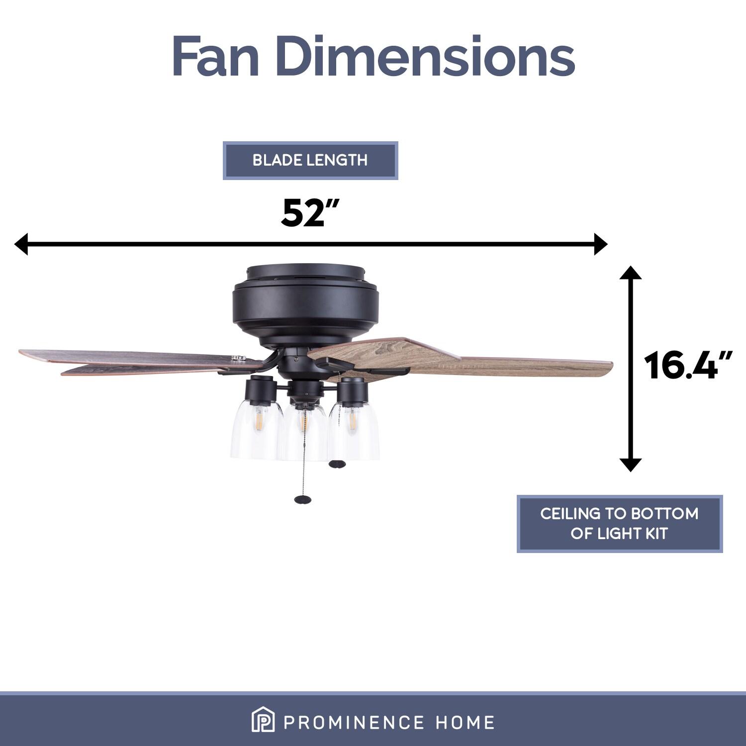 Prominence Home Magonia 52-in Flush Mount Matte Black with Black Pine/Rough Pine Blades Ceiling Fan With Light ( 5 -Blade )