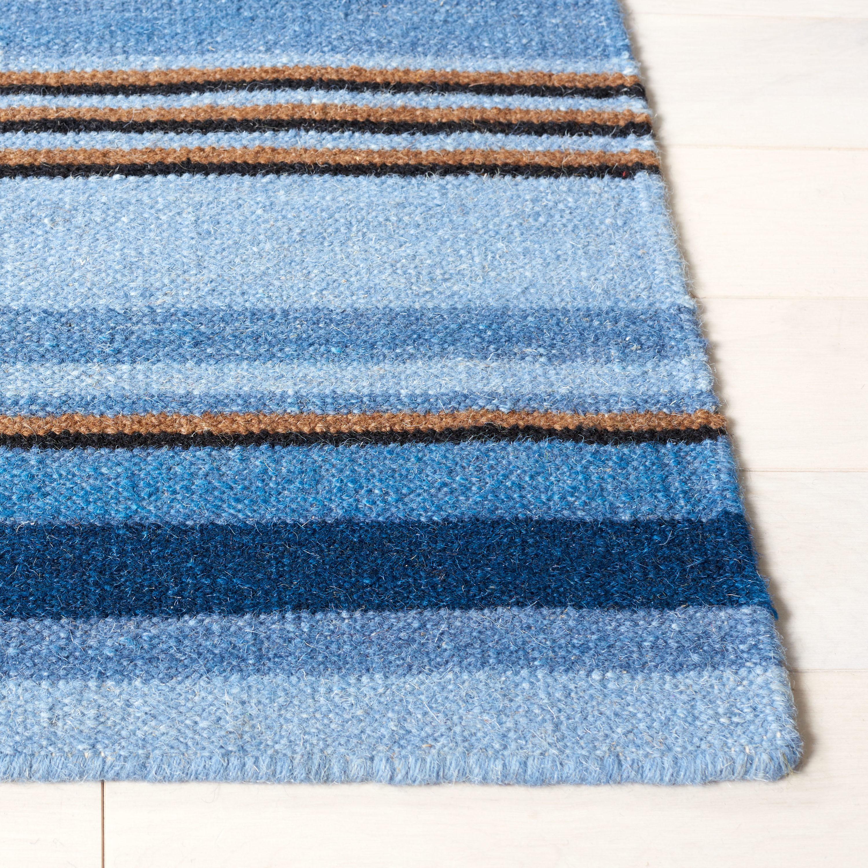 Striped Kilim STK601 Hand Loomed Indoor Area Rug - Blue/Rust - 8'x10' - Safavieh