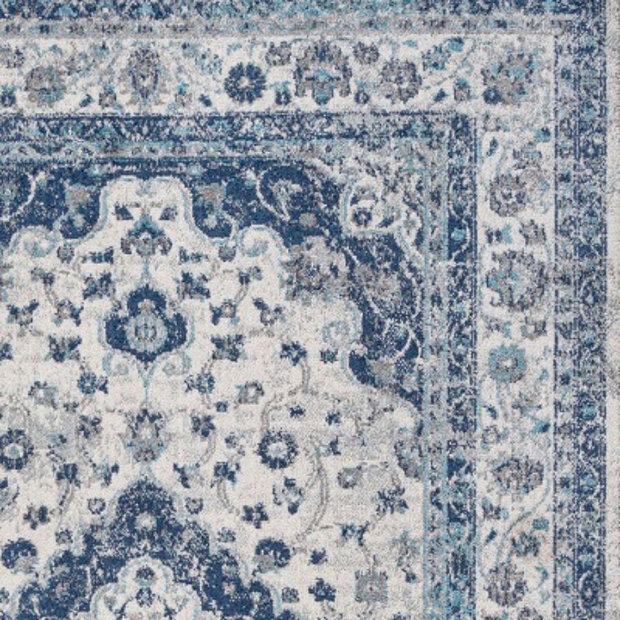 2'x8' Indhira Ornate Medallion Persian Runner Rug, Blue/Gray - JONATHAN Y