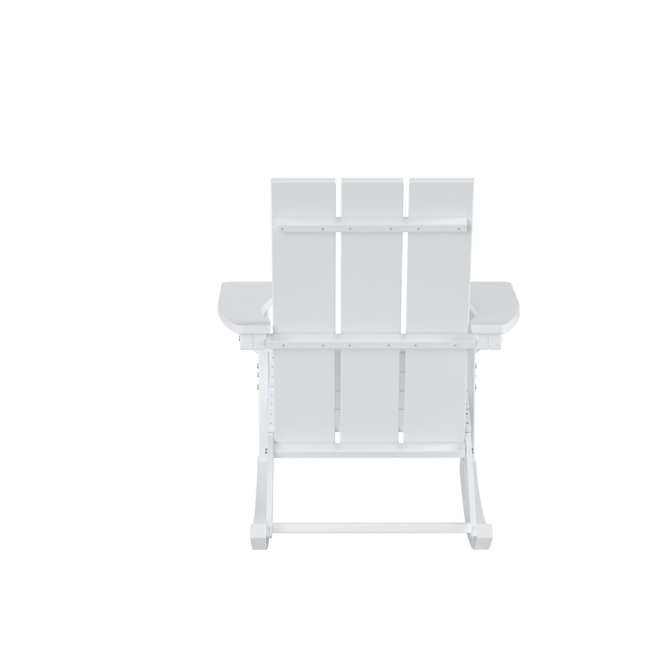 Polytrends  Shoreside Modern Eco-Friendly All Weather Poly Adirondack Rocking Chair White