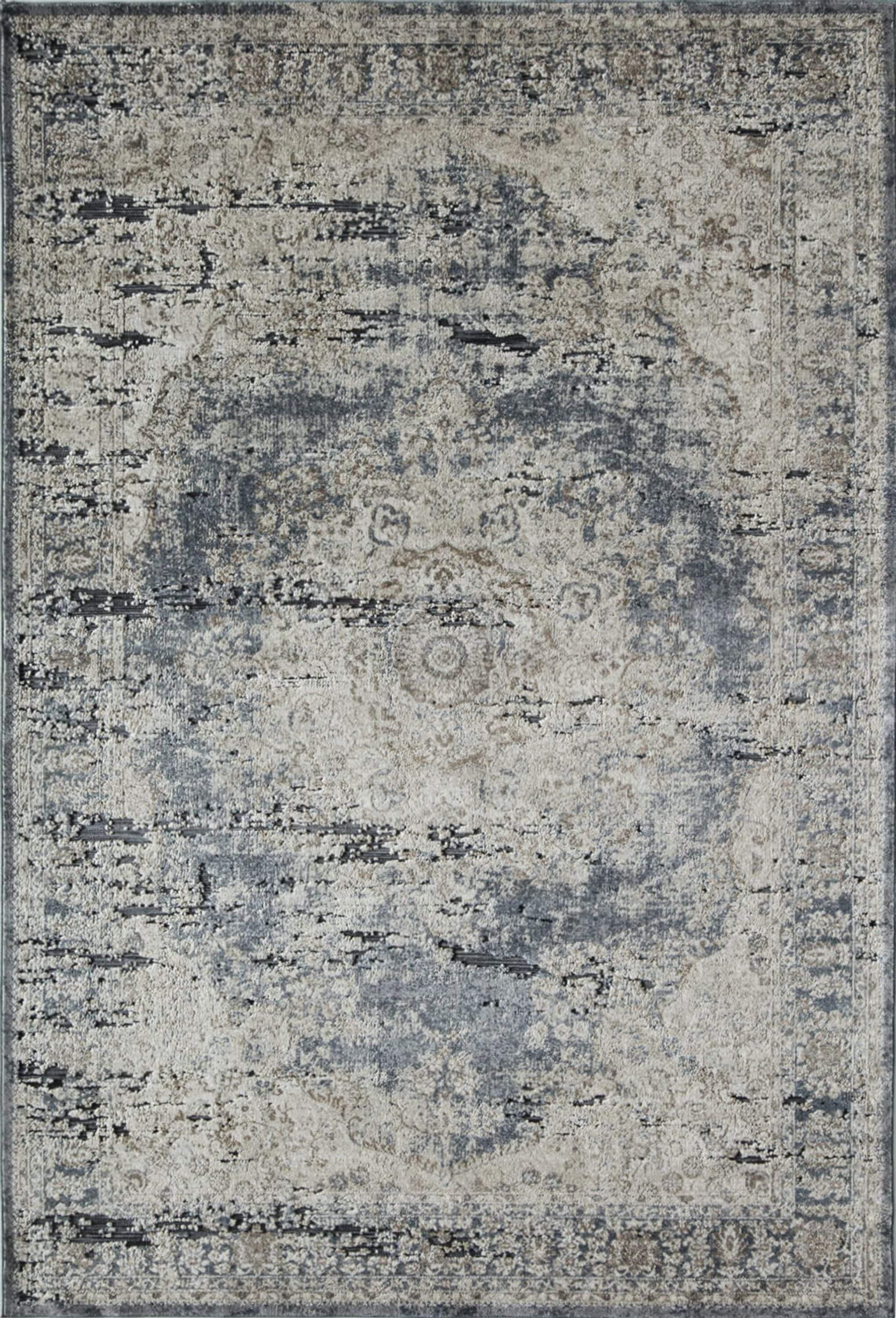 Rugs America Castle CB400A Blue Tan Abstract Transitional Blue Area Rug for Dining Room Rug Neutral Rug Living Room Rug Kitchen, 2'3"x8'