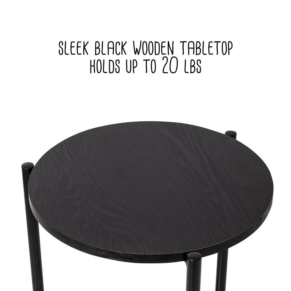 Honey-Can-Do Round Side Table with T-Pattern Base, Black