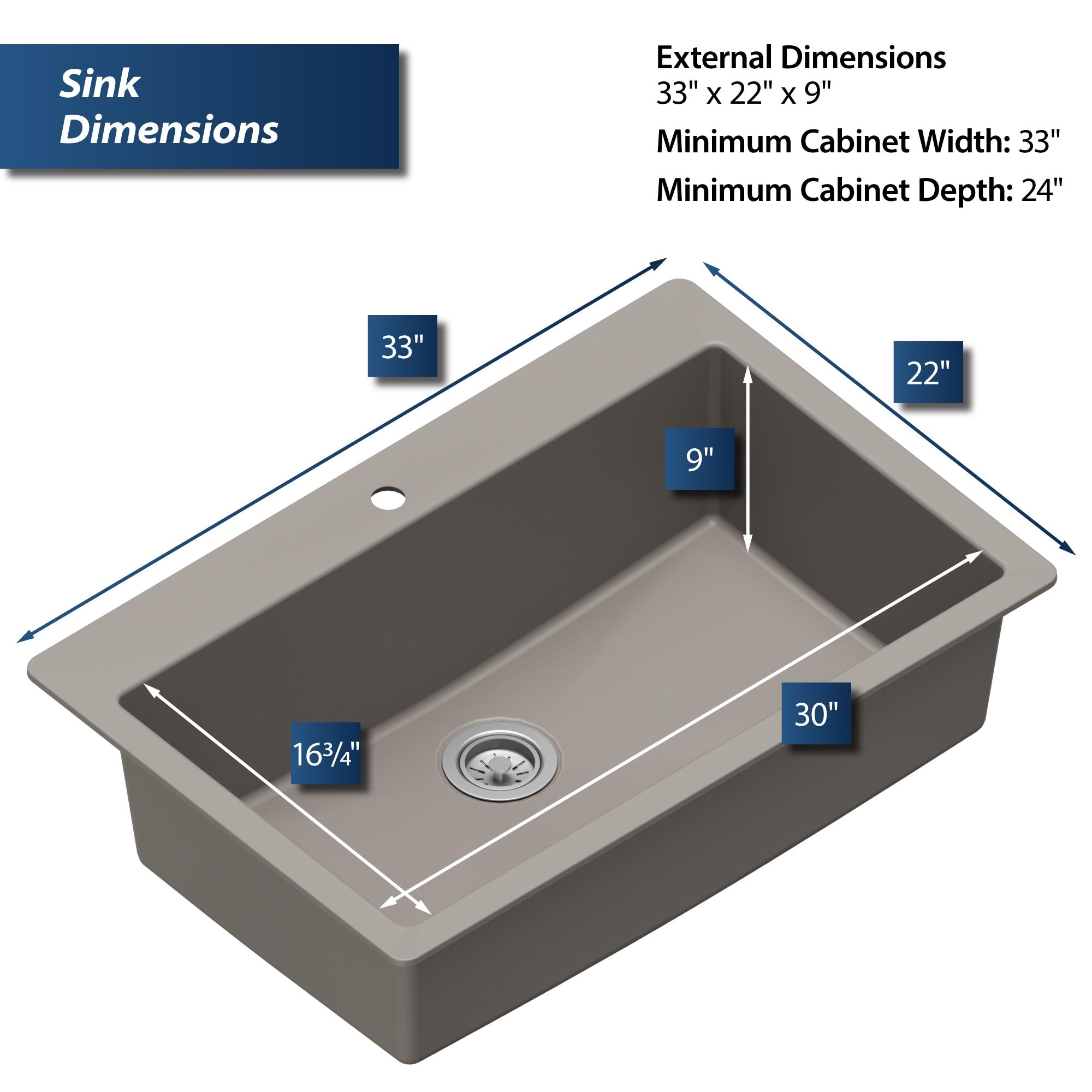 Karran Quartz 33'' X 22'' Large Single Bowl Drop-in Kitchen Sink