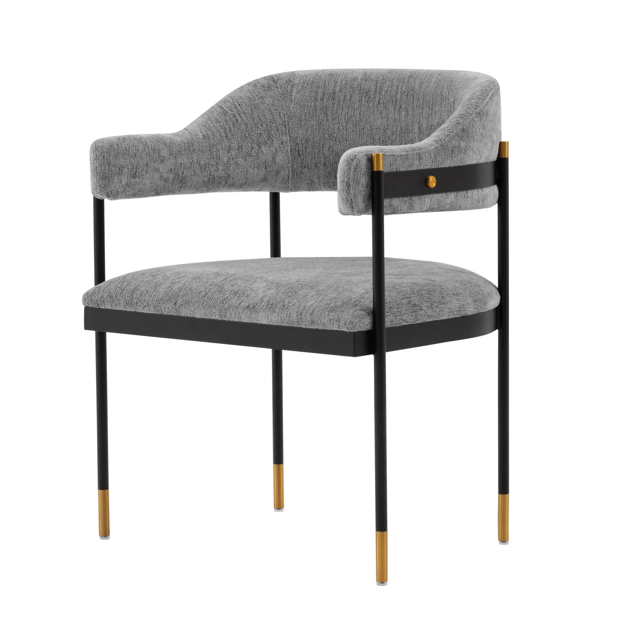 Set of 2 Lia Modern Boucle Dining Armchairs with Brushed Gold Accents - Manhattan Comfort