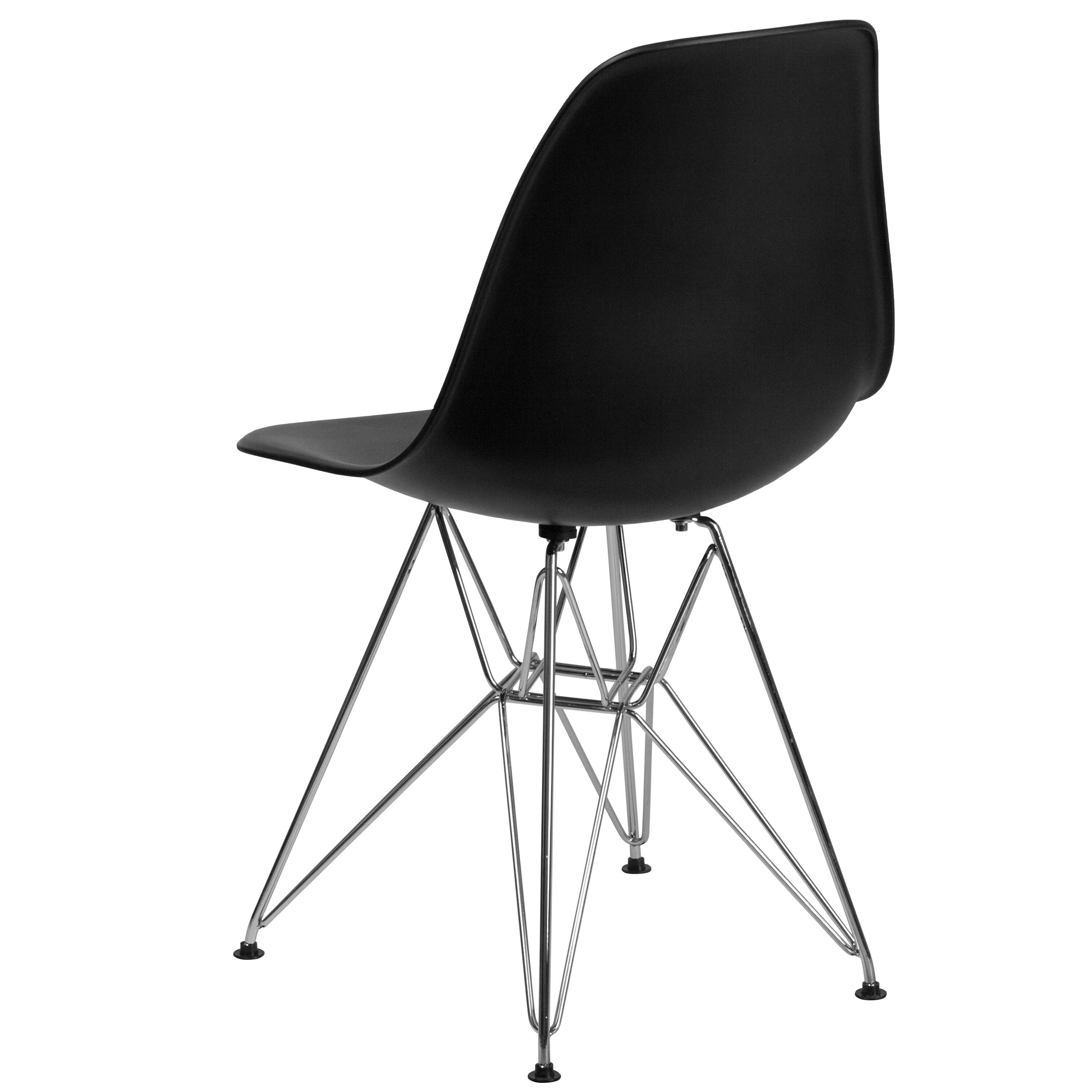 Flash Furniture Elon Series Black Plastic Chair with Chrome Base