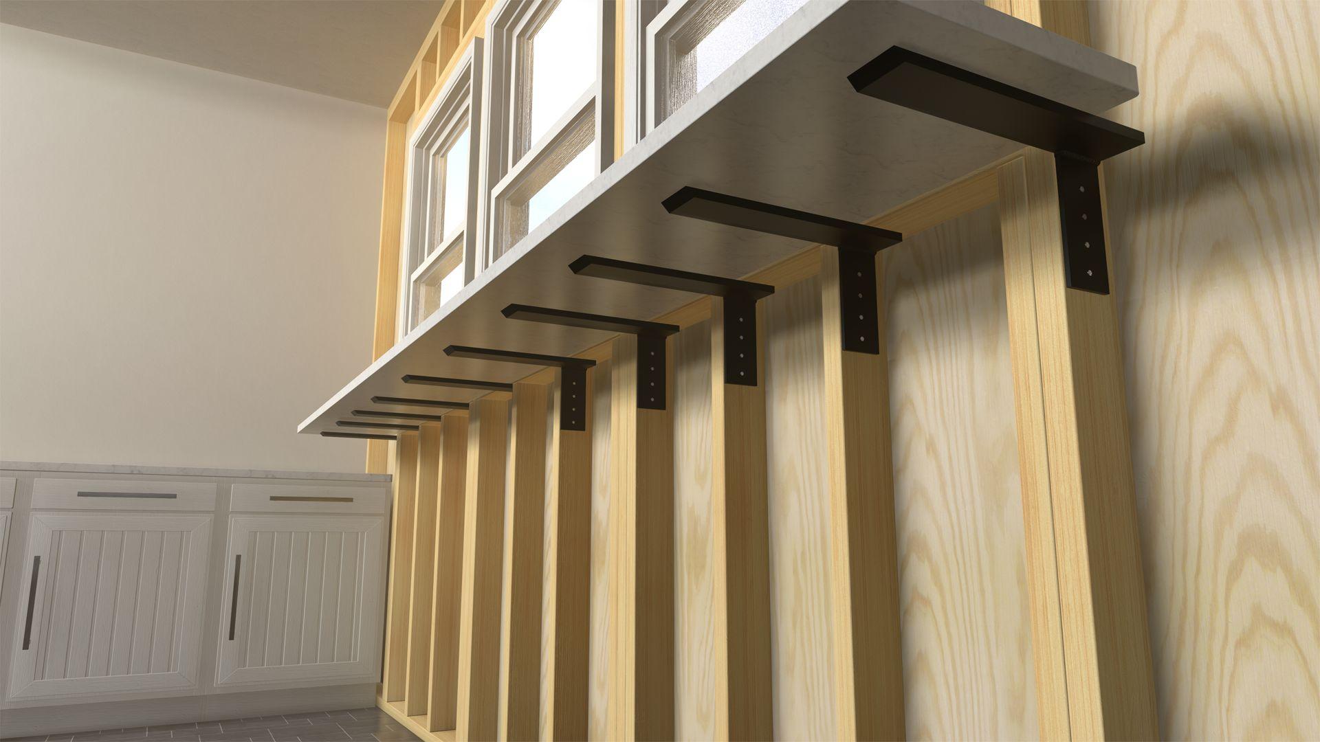 The Original Granite Bracket The Original™ Side Wall Hidden Countertop Support Standard Bracket - (Right, Steel)