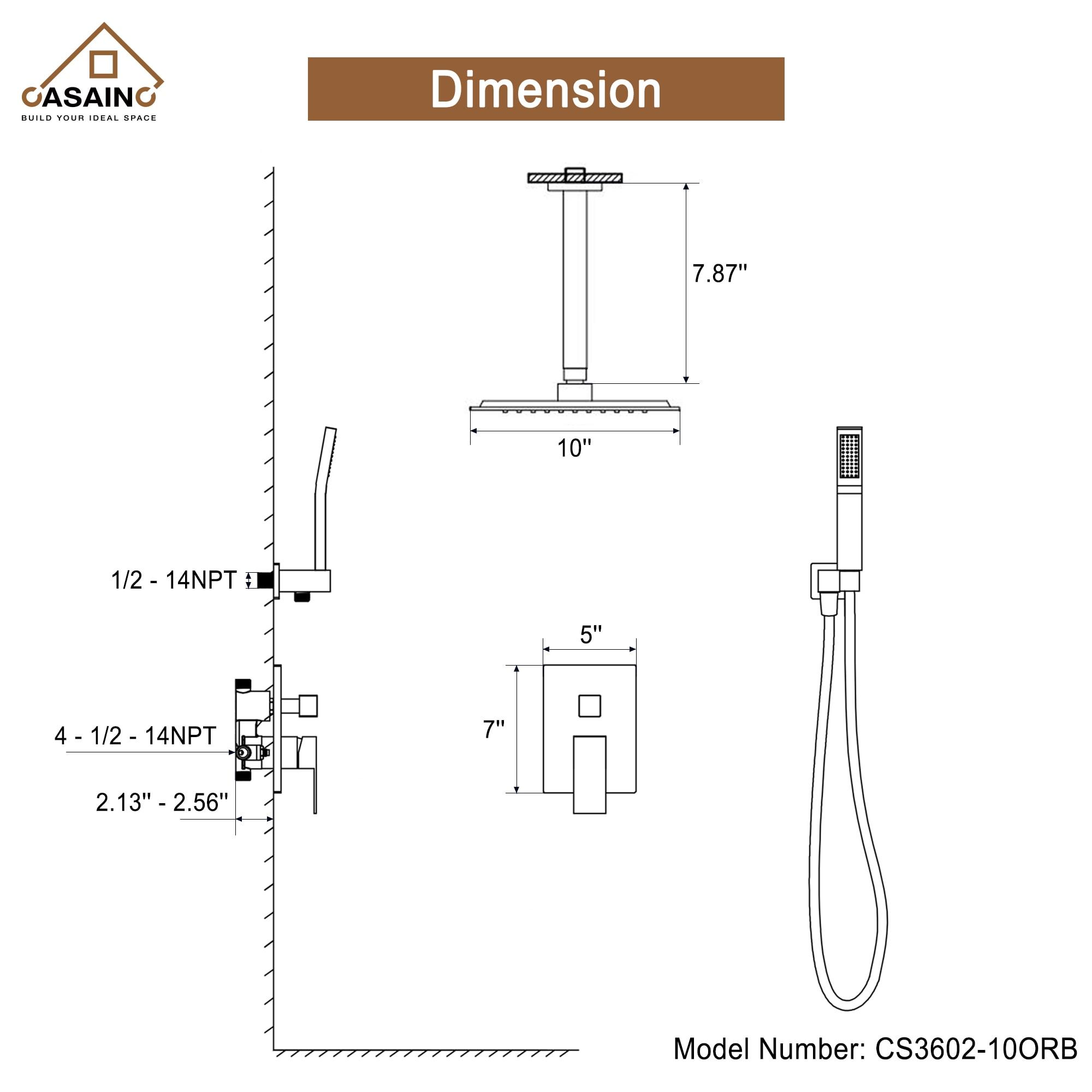 Oil Rubbed Bronze Ceiling-Mount Shower System with Handheld Shower