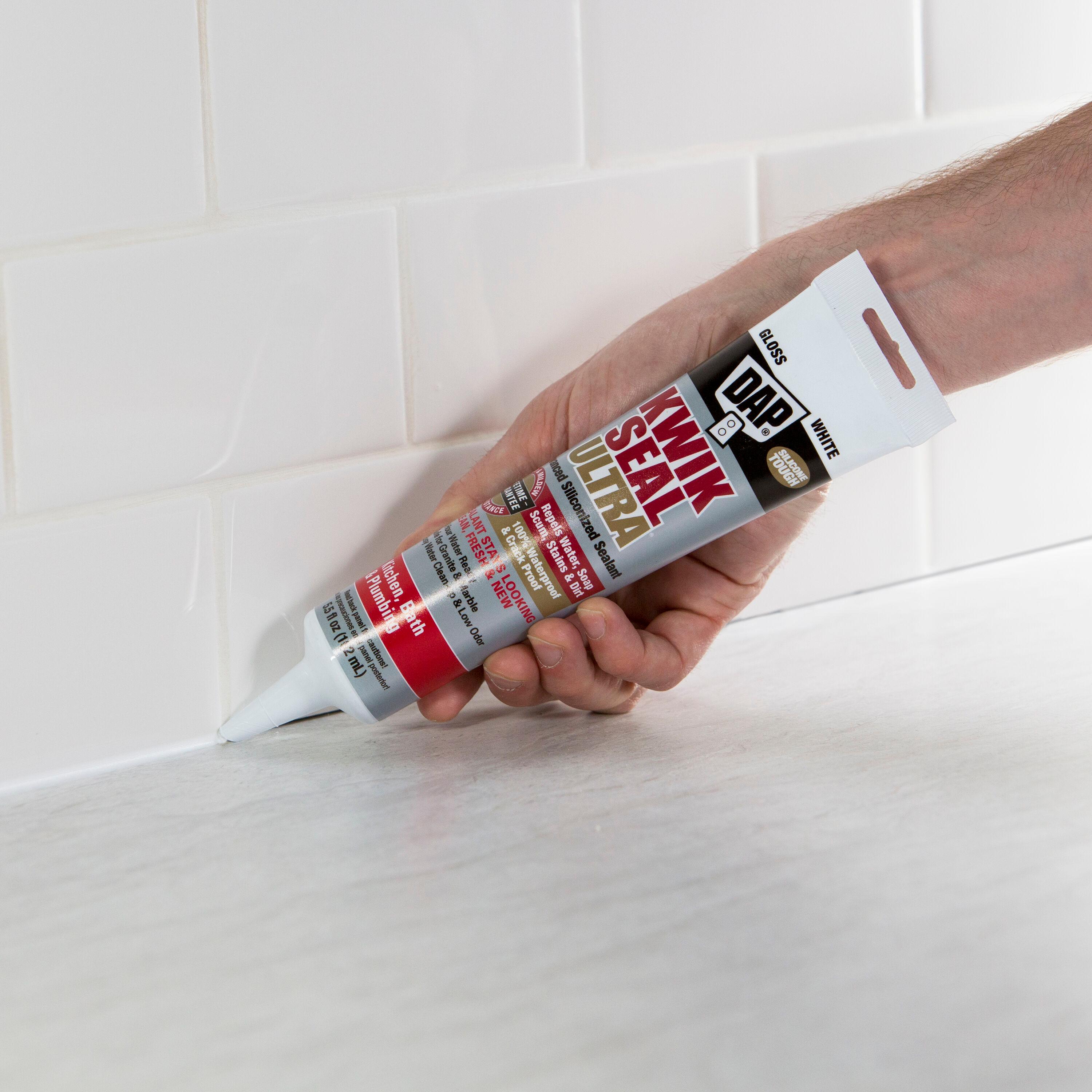 DAP Kwik Seal Ultra Premium Silicone Kitchen and Bath Caulk Sealant, 5.5 oz White