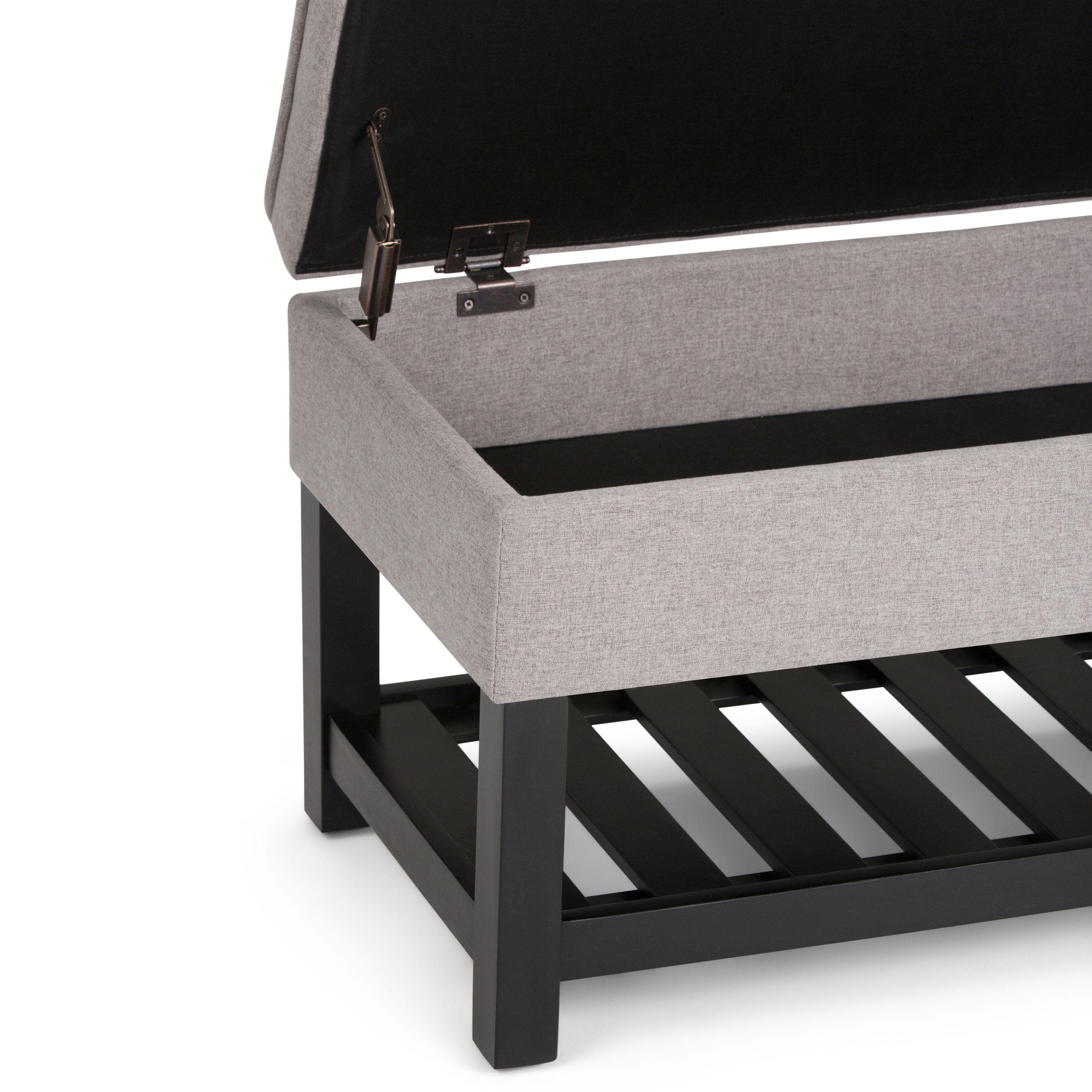 Simpli Home Cosmopolitan 44"W Transitional Tufted Storage Ottoman Bench with Lift Top