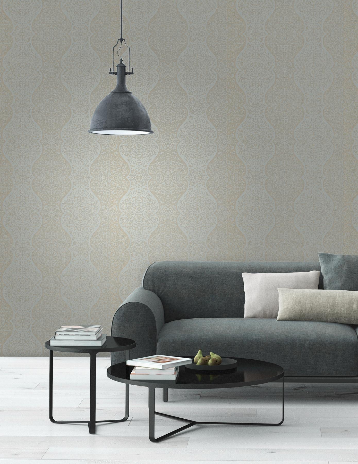 Decorline Cadence Blue Scroll Wallpaper