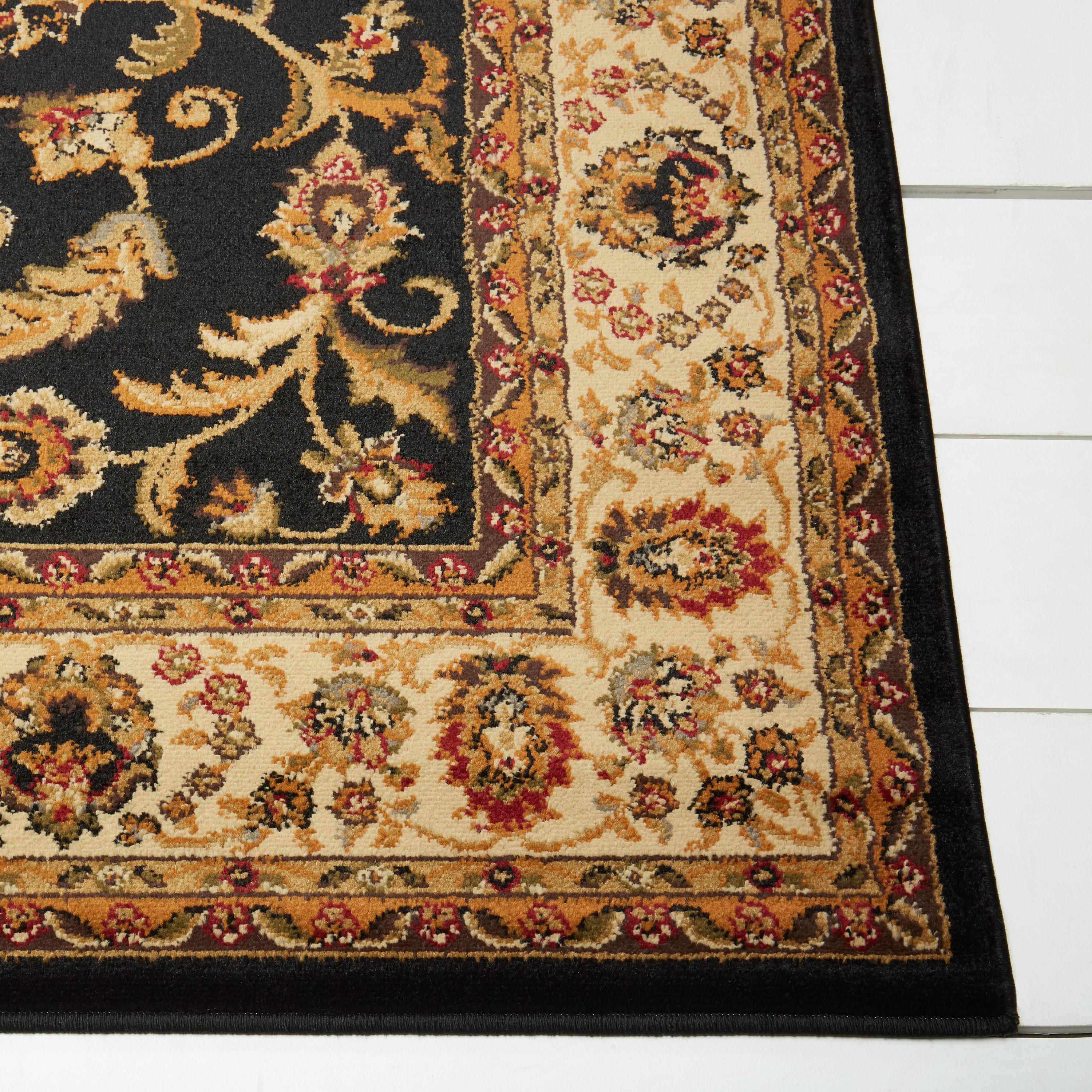 Home Dynamix Royalty Elati Traditional Ornate Damask Area Rug, Black/Ivory, 7'8"x10'4"