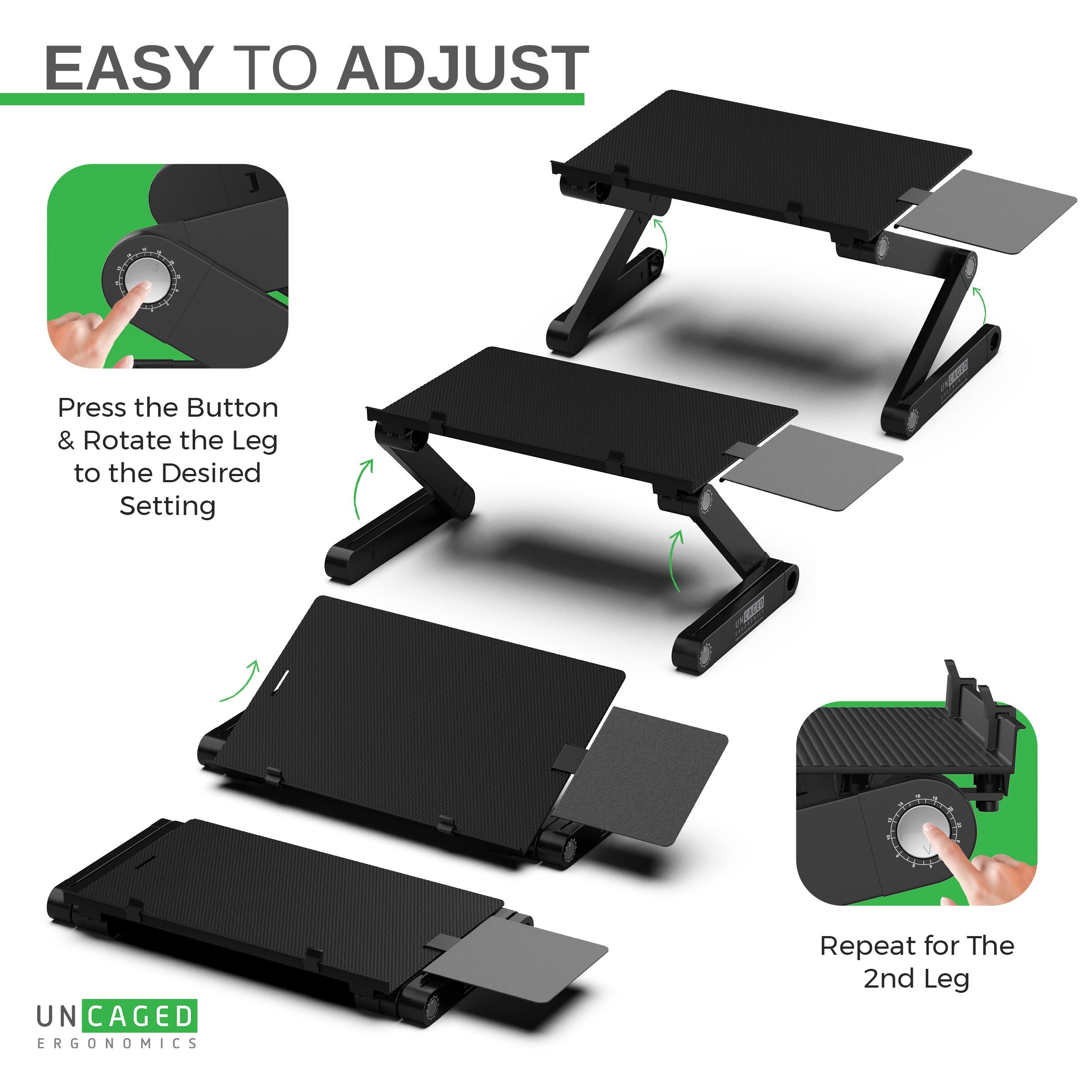 Uncaged Ergonomics Workez Adjustable Height & Tilt Keyboard Stand Black : Ergonomic Lap Desk, Standing Desk Converter