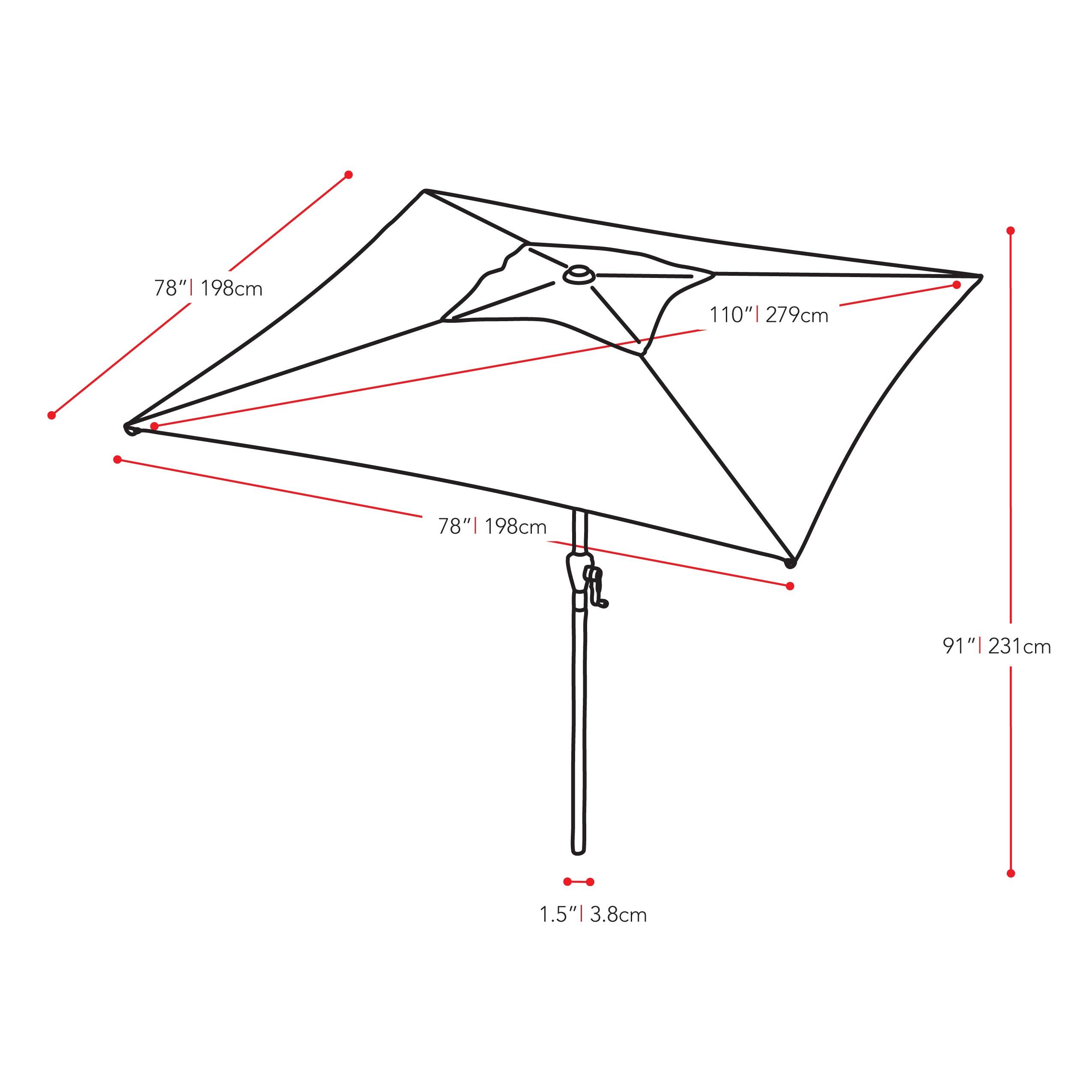 CorLiving 6.5ft x 6.5ft Square Durable Fabric Canopy Tilting Outdoor Umbrella with Steel Frame for Patio, Pool, Garden, and more