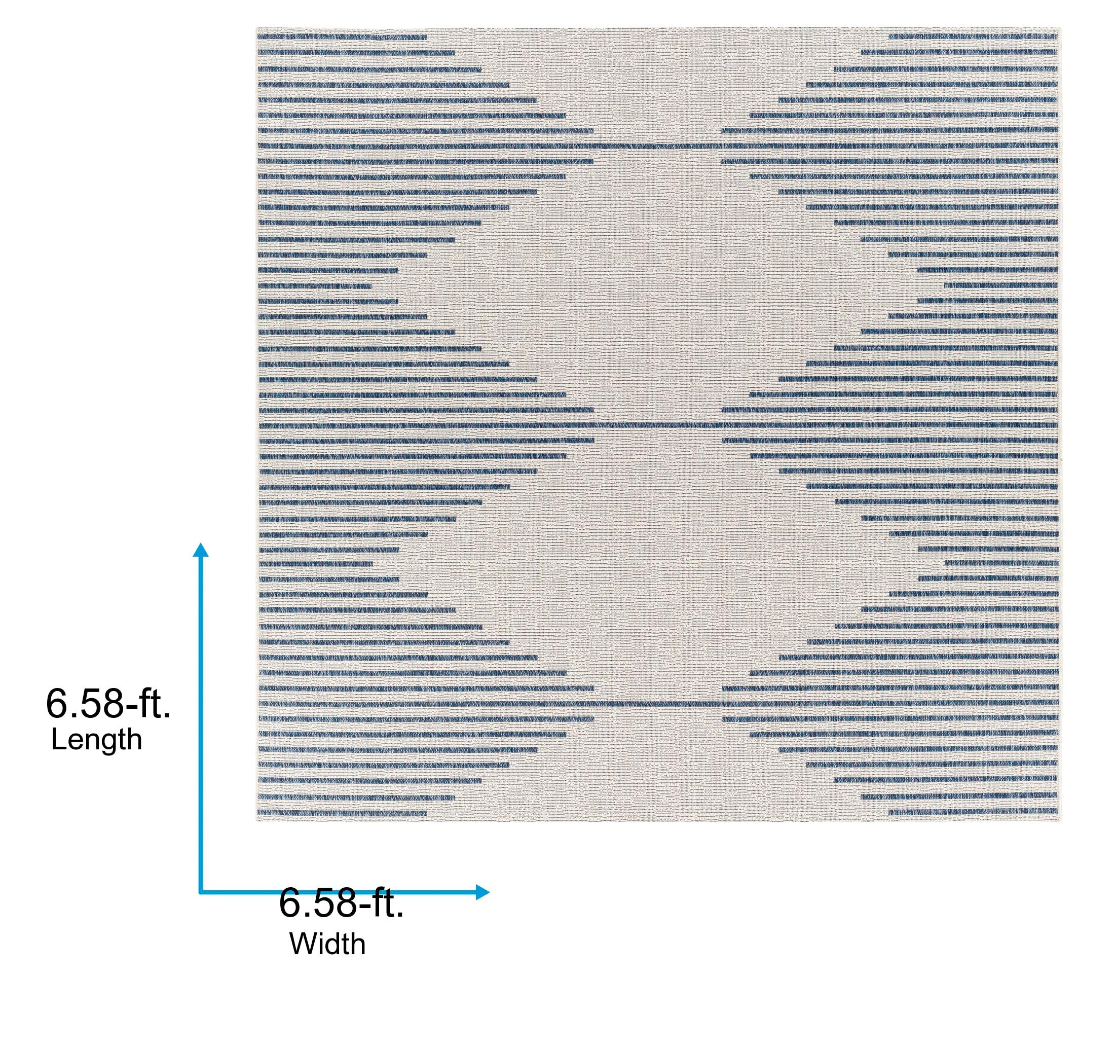 Surya Eagean EAG-2349 79 x 79" Square Fabric Rug in Blue/Navy/Off White