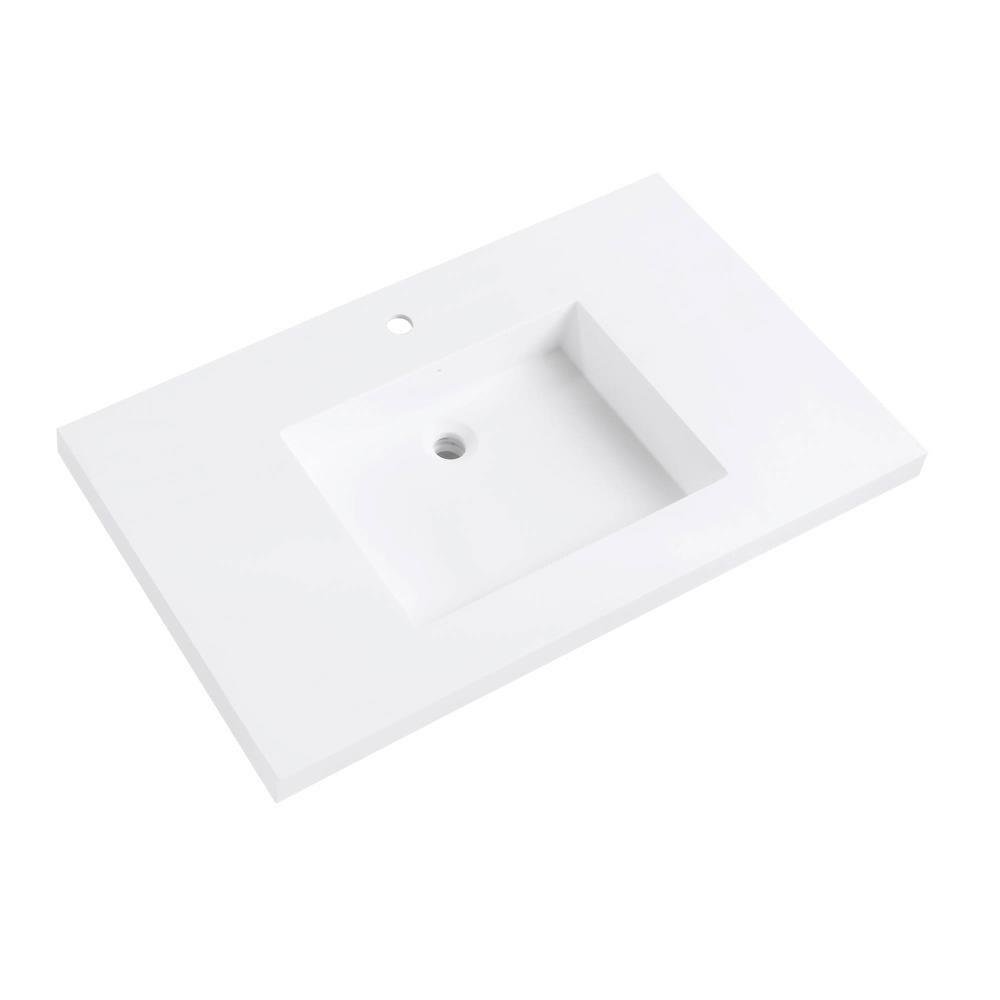 VersaStone 37'' Plastic Single Bathroom Vanity Top with Sink