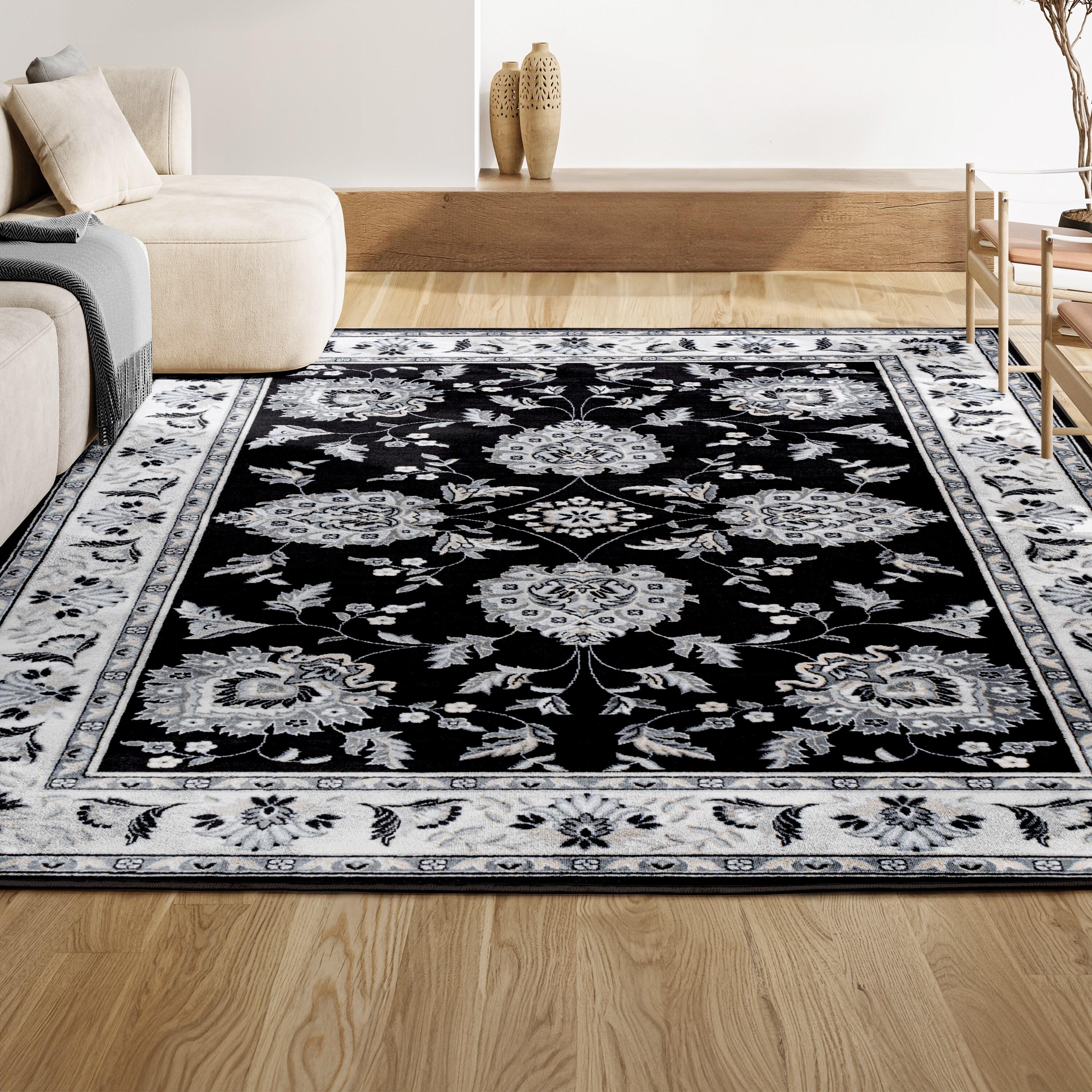 5'x 8' Cherie French Cottage Area Rug, Black/Cream - JONATHAN Y