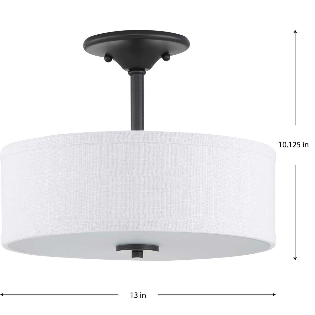 Progress Lighting Inspire Collection 2-Light Semi-Flush Fixture, Graphite Finish, Summer Linen Shade