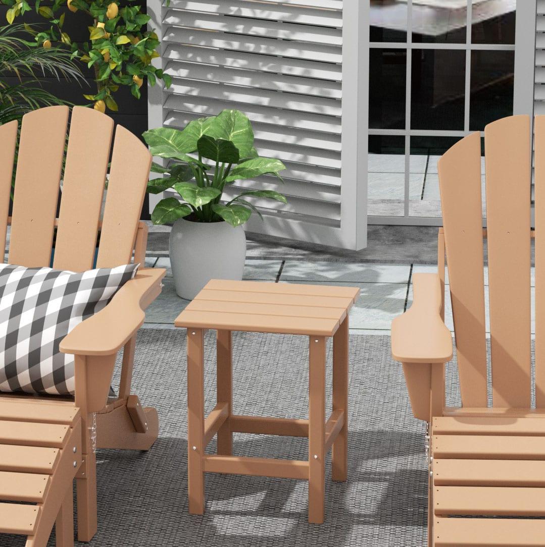 Polytrends  Laguna Hdpe All Weather Outdoor Patio Square Side Table Teak