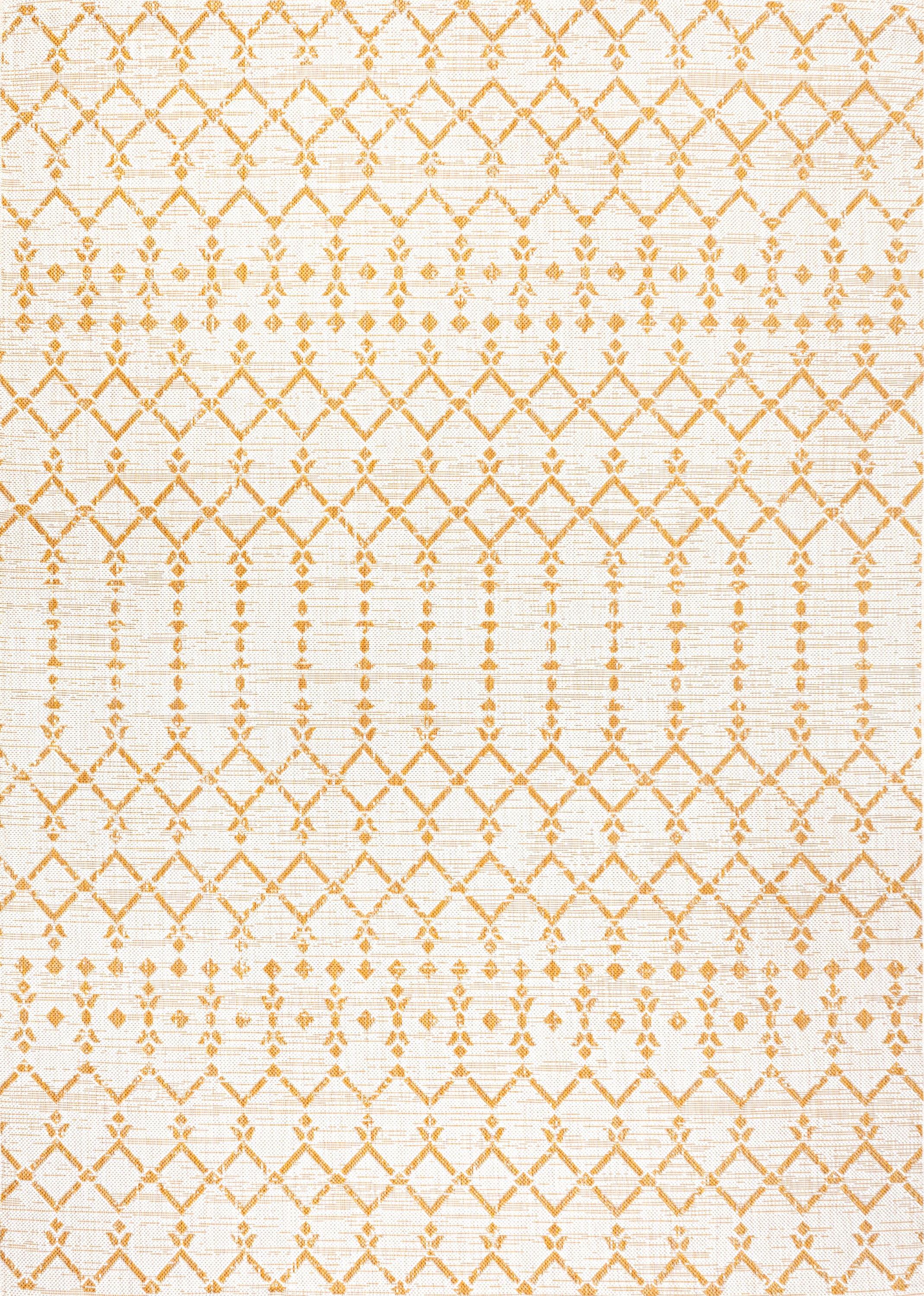 4' x 6' Ourika Moroccan Geometric Textured Weave Indoor/Outdoor Area Rug, Cream/Yellow - JONATHAN Y