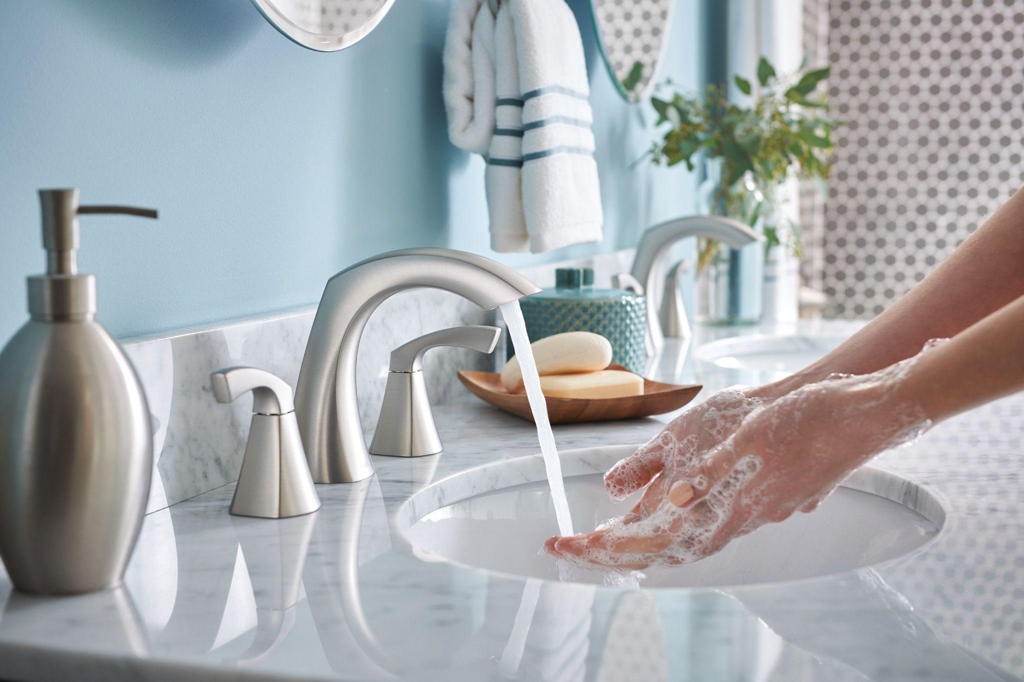 Moen Lindor Brushed Nickel Widespread Bathroom Sink Faucet 8 - 16 in.