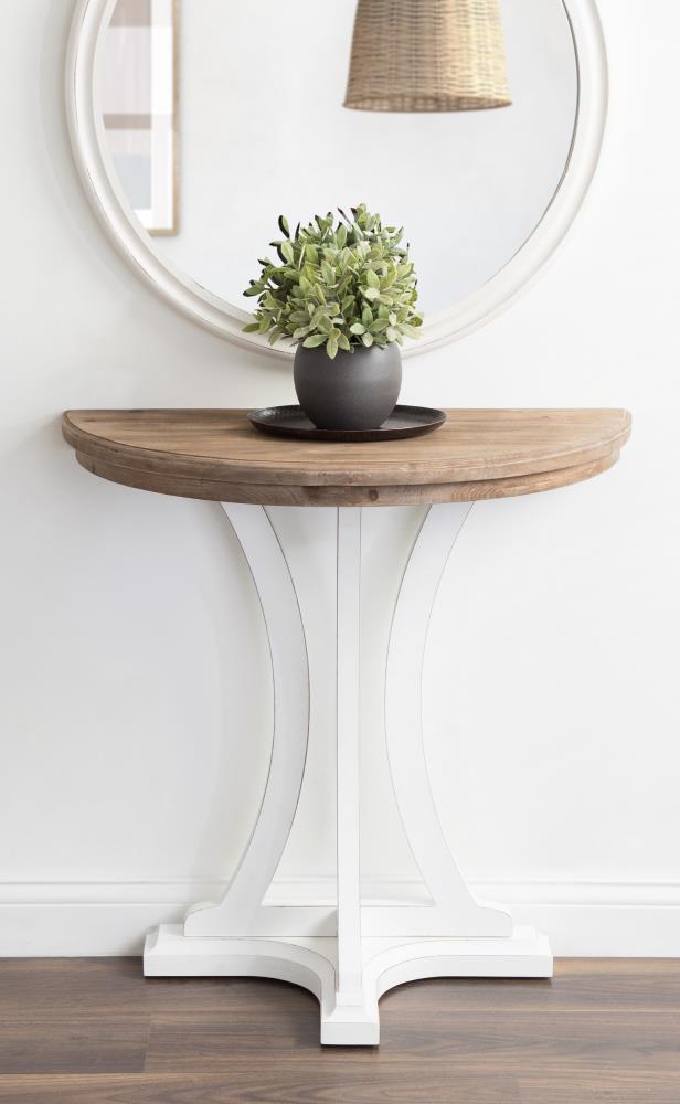 Kate and Laurel Linsley Half Circle Wood Console Table, 30x15x31, Rustic Brown
