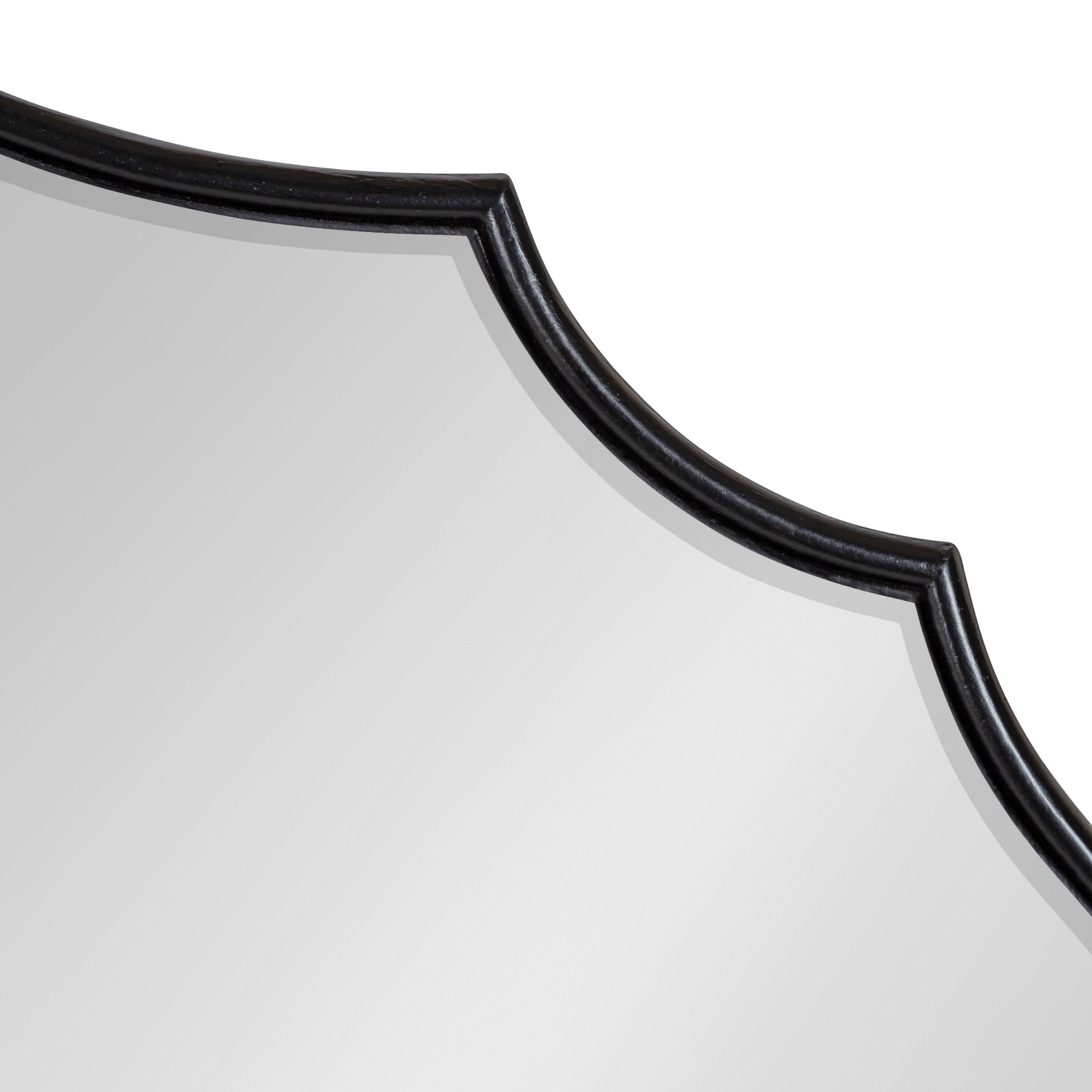 Kate and Laurel Leanna Glam Oval Mirror, 24 x 36, Black, Modern Scalloped Mirror for Wall