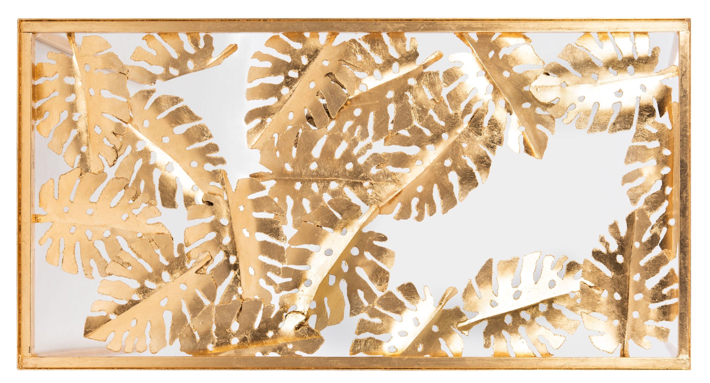 Leilani Palm Leaf Desk - Gold Leaf/Glass - Safavieh