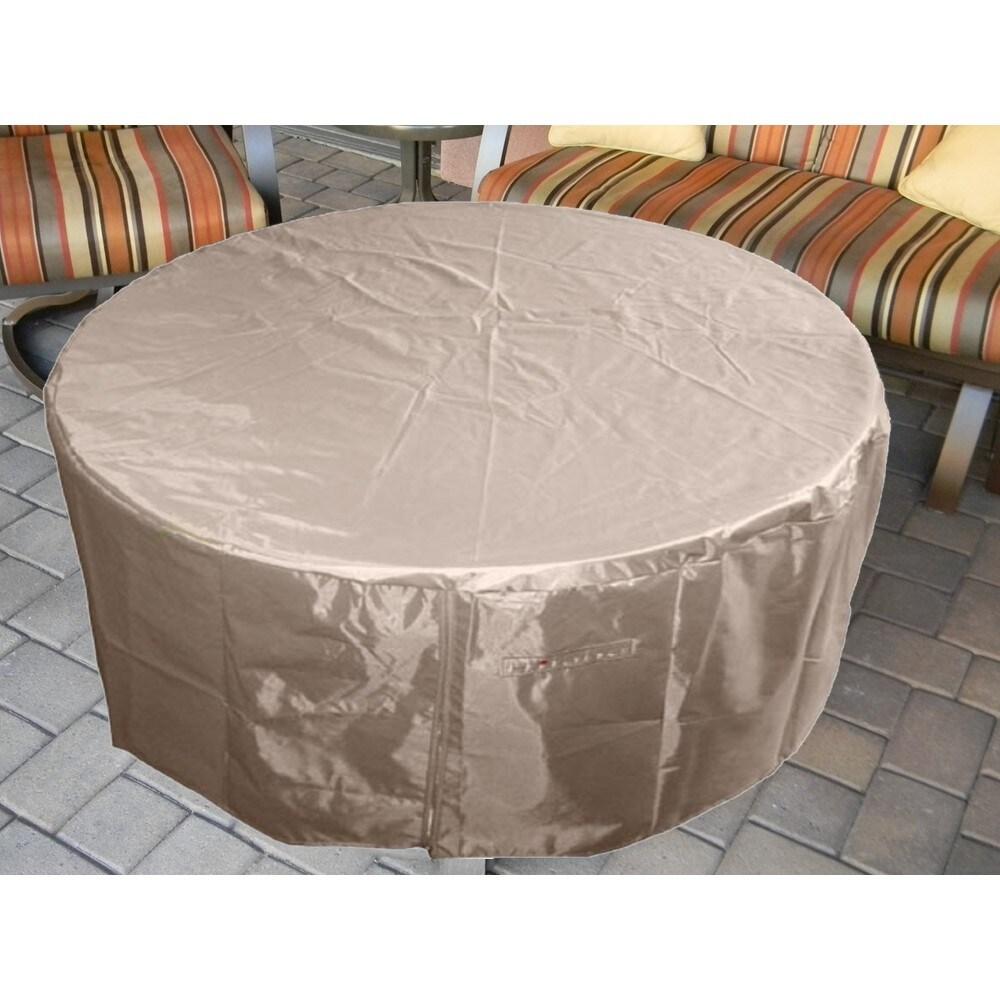 Hiland Round Heavy Duty Waterproof Propane Fire Pit Cover in Tan