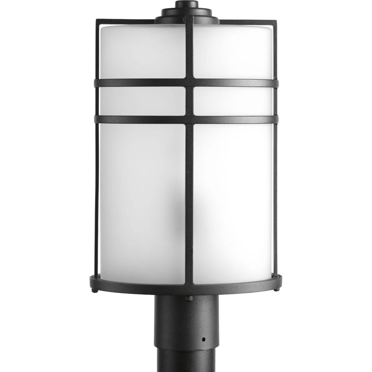 Progress Lighting, Format Collection, 1-Light Outdoor Wall Lantern, Black, Etched Glass Shade