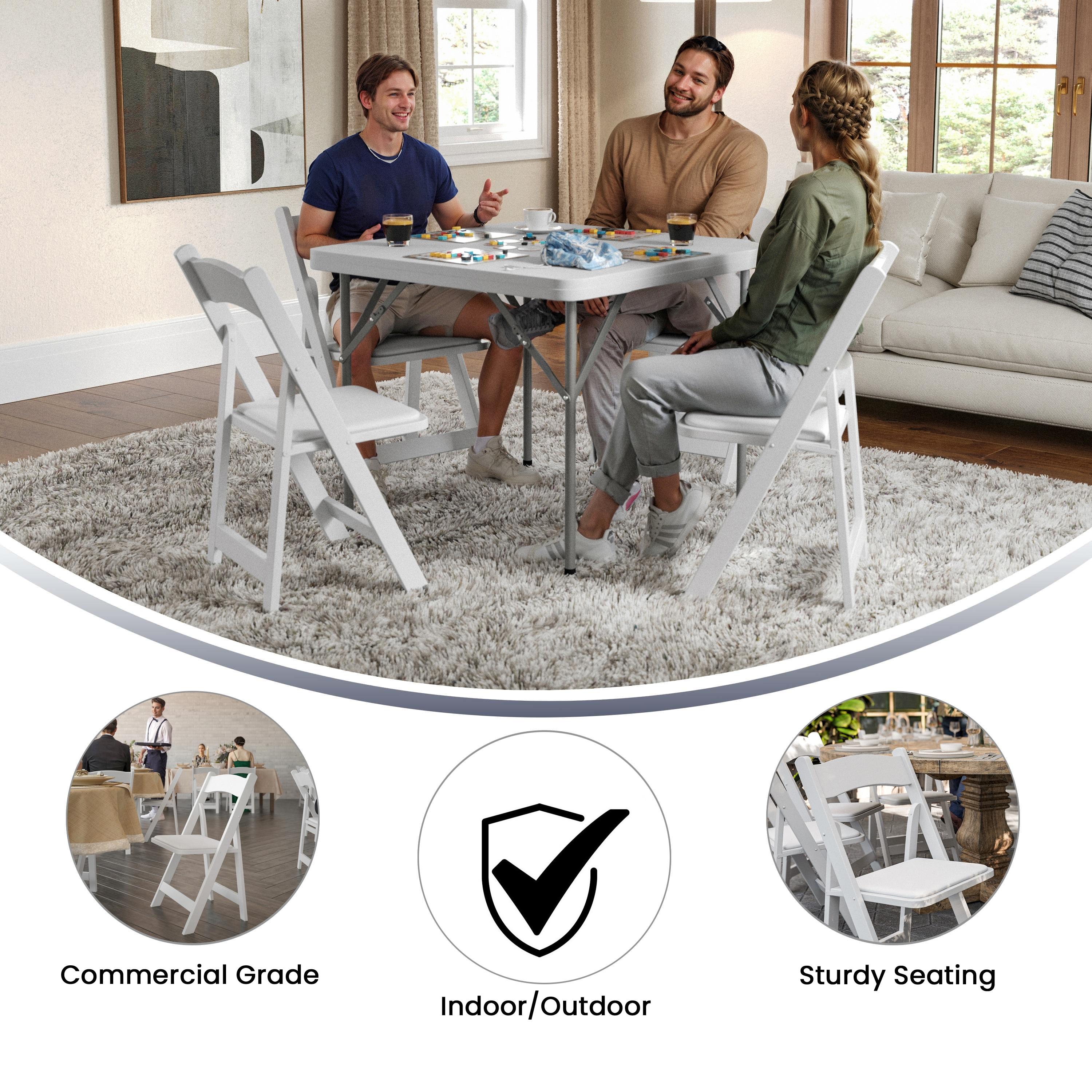 Flash Furniture 2 Pack HERCULES Series White Wood Folding Chair with Vinyl Padded Seat