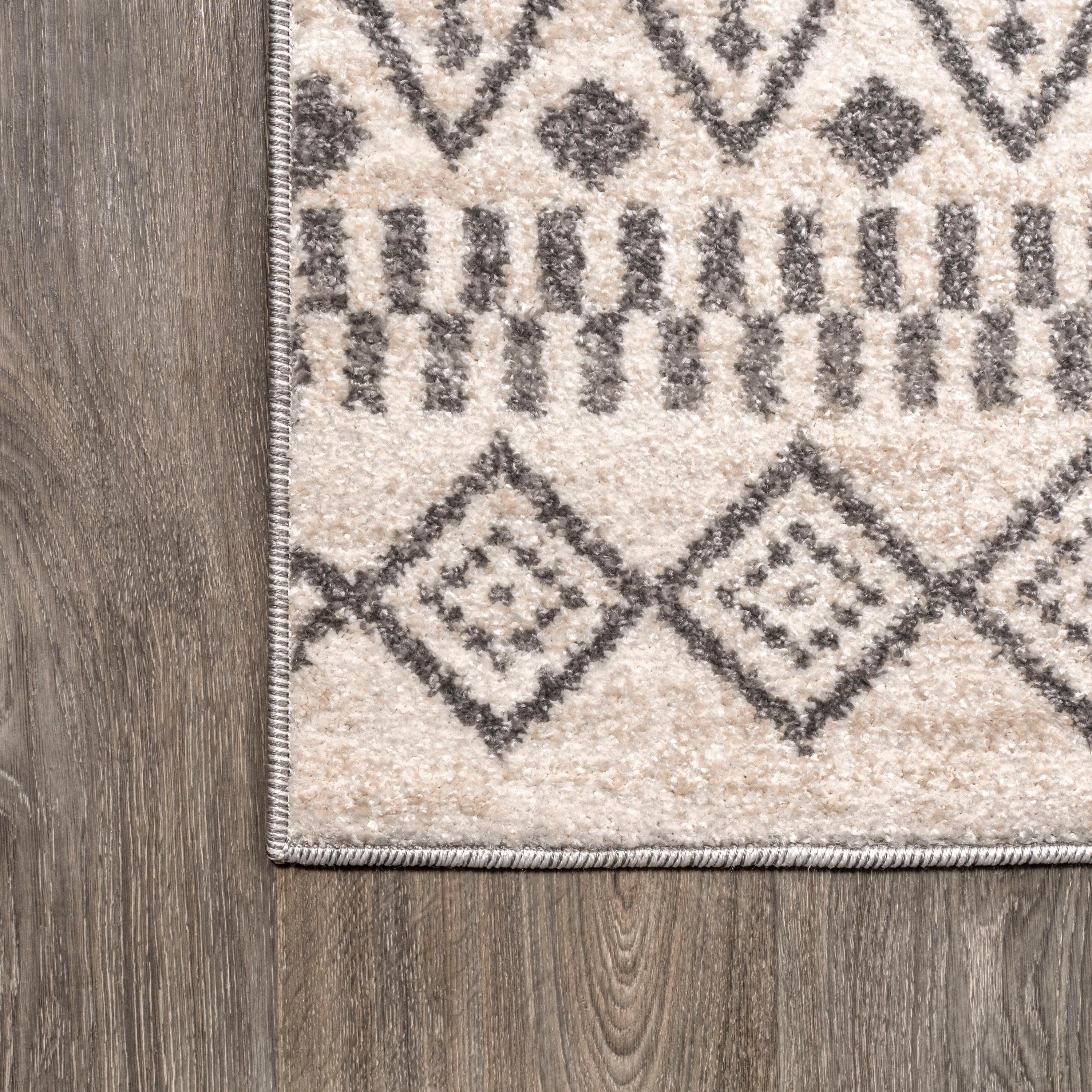5'x8' Ifrane Berber Geometric Stripe Area Rug, Cream/Gray - JONATHAN Y