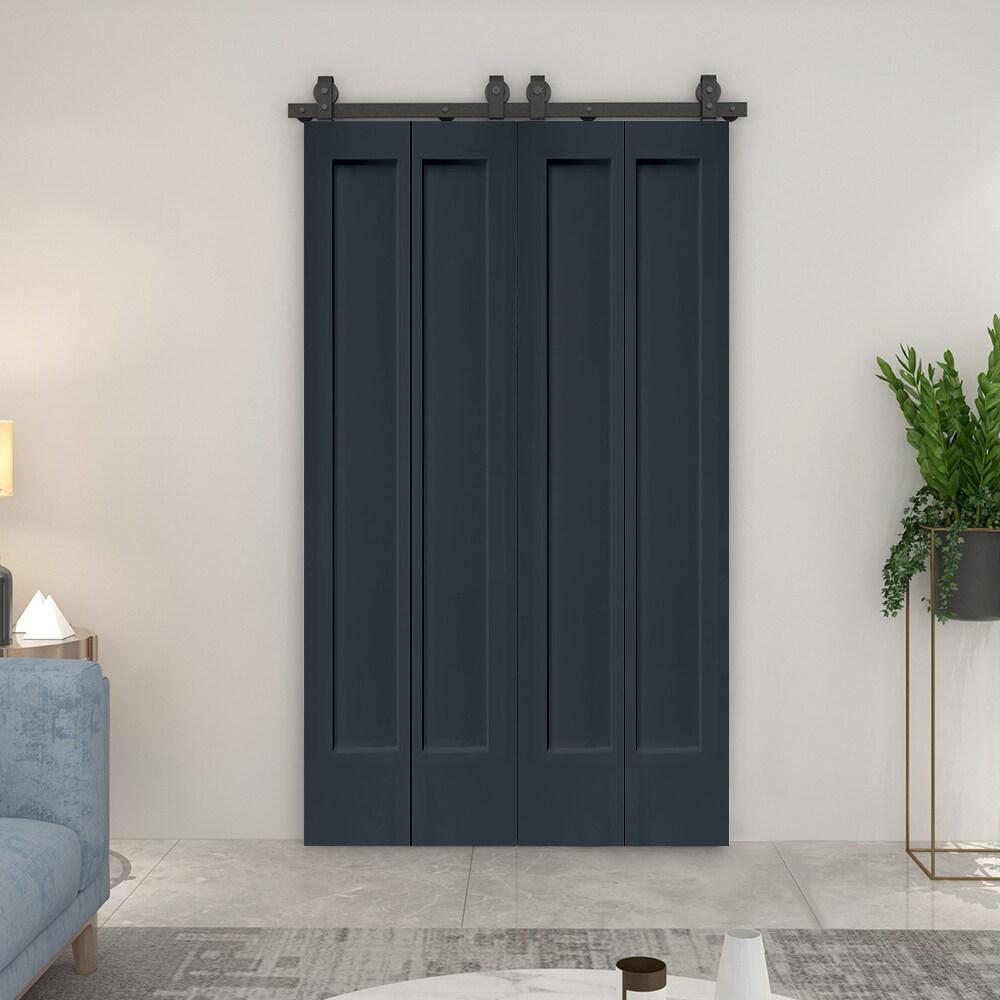 Calhome Paneled MDF Composite Double Bifold Barn Doors with Installation Hardware Kit