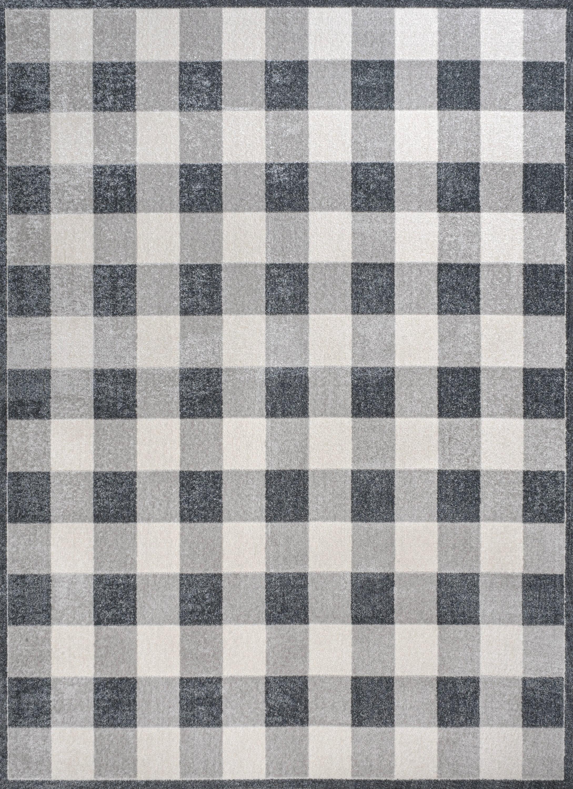 JONATHAN Y Gingham Gradient Plaid Cottage Machine-Washable Light Gray/Dark Gray/Cream 3 ft. x 5 ft. Area Rug